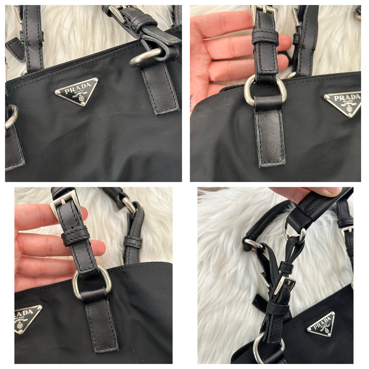 Prada mini tote in pelle e nylon