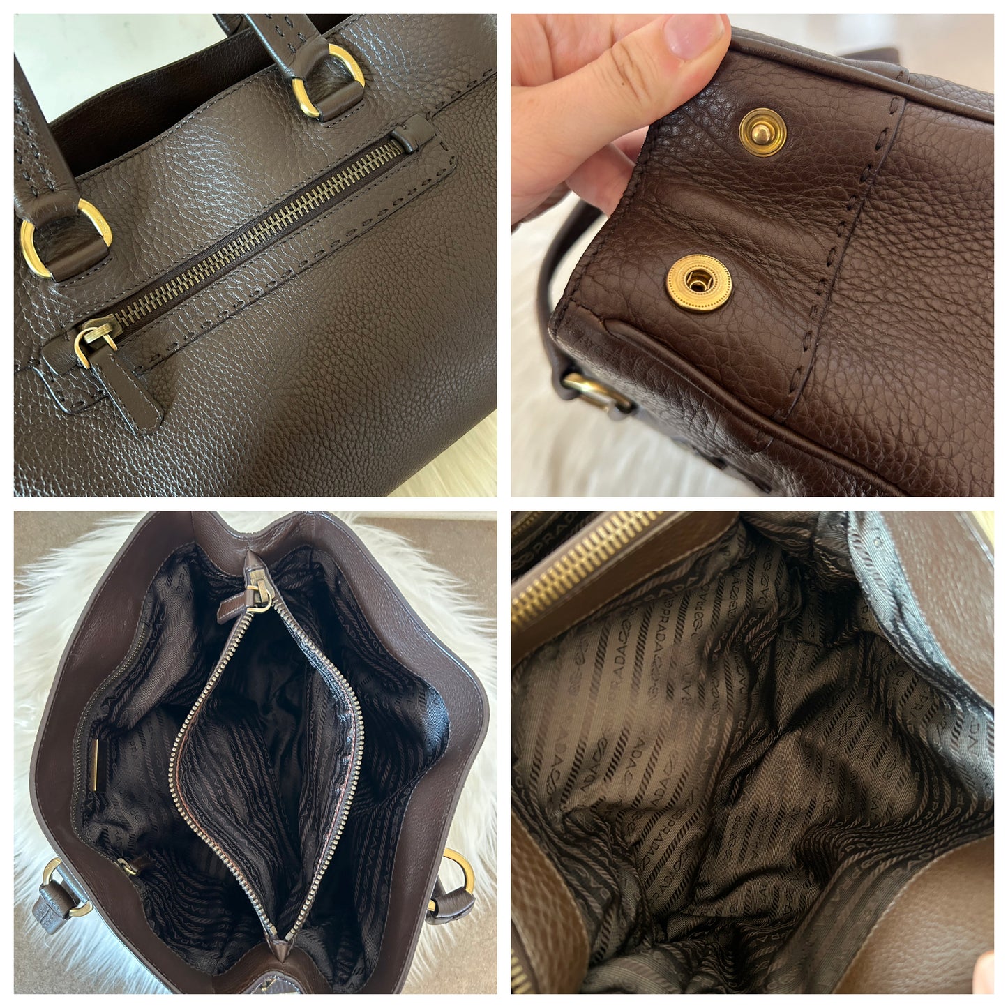 Prada tote in pelle marrone scuro