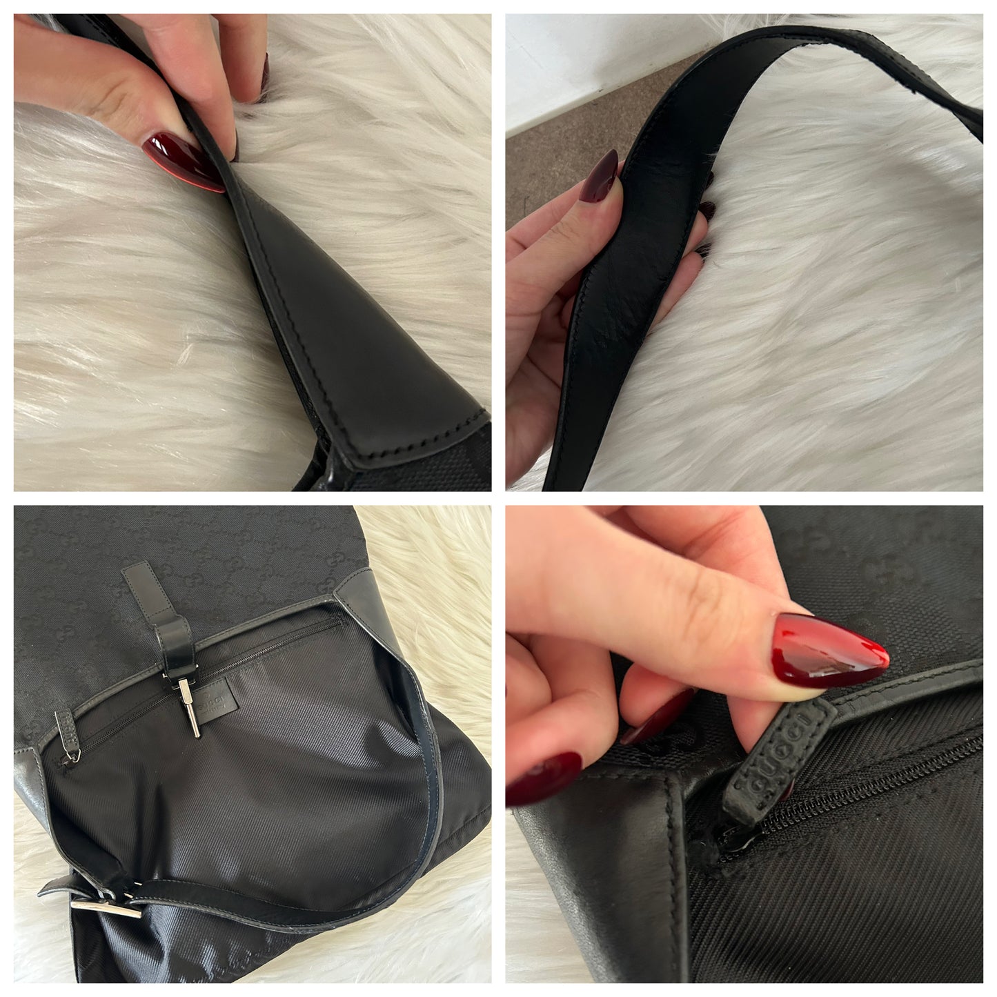 Gucci Jackie vintage taglia media in monogram nera