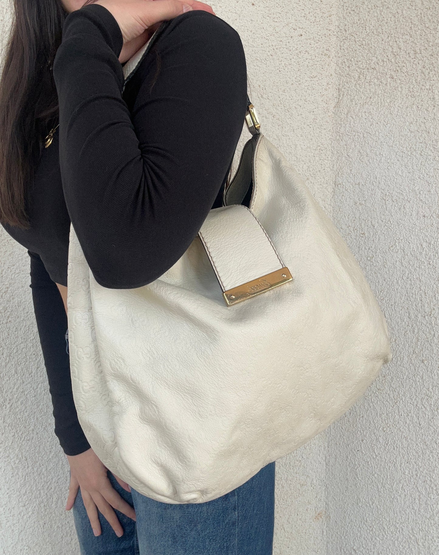 Gucci tote in pelle panna