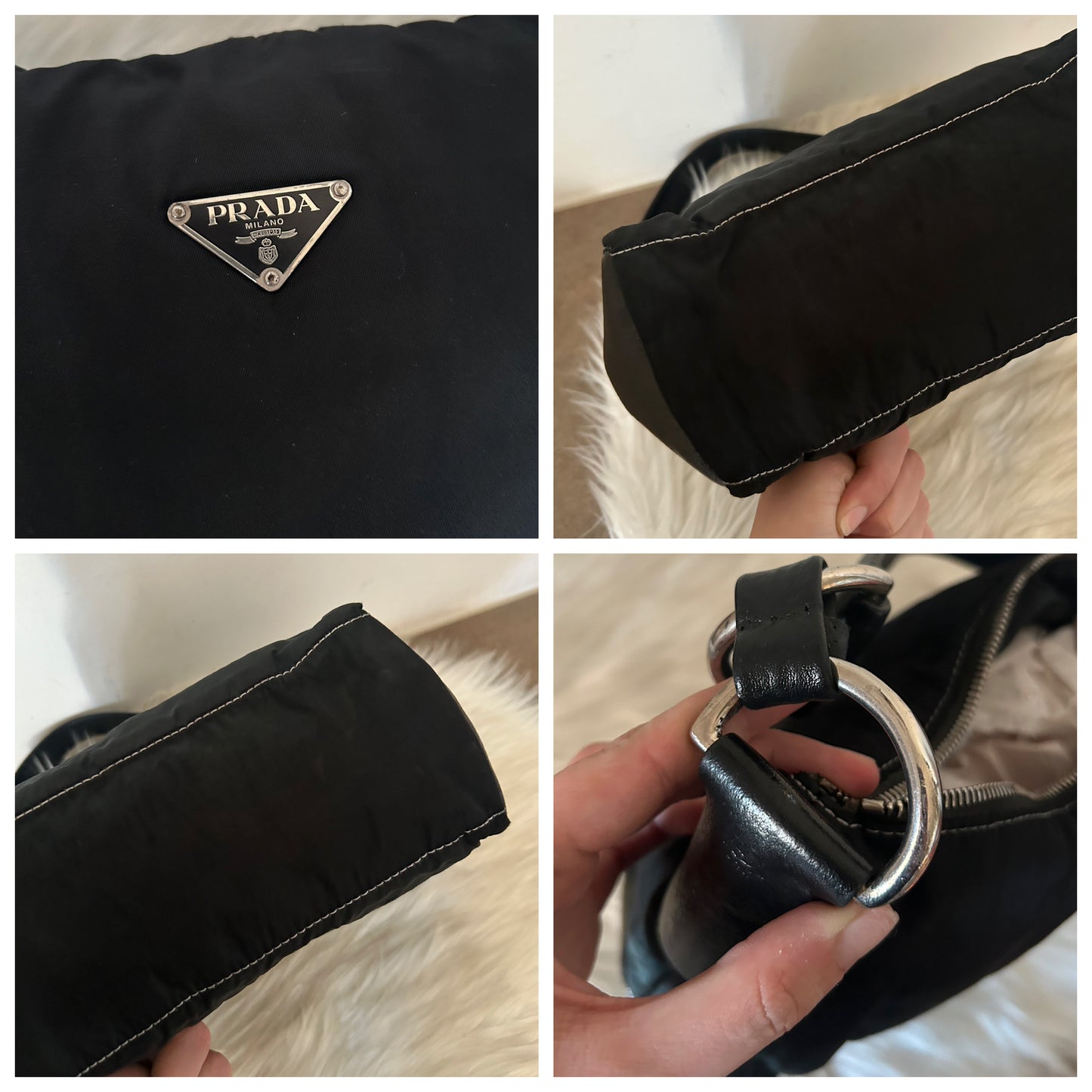 Prada Baguette in nylon e pelle nera