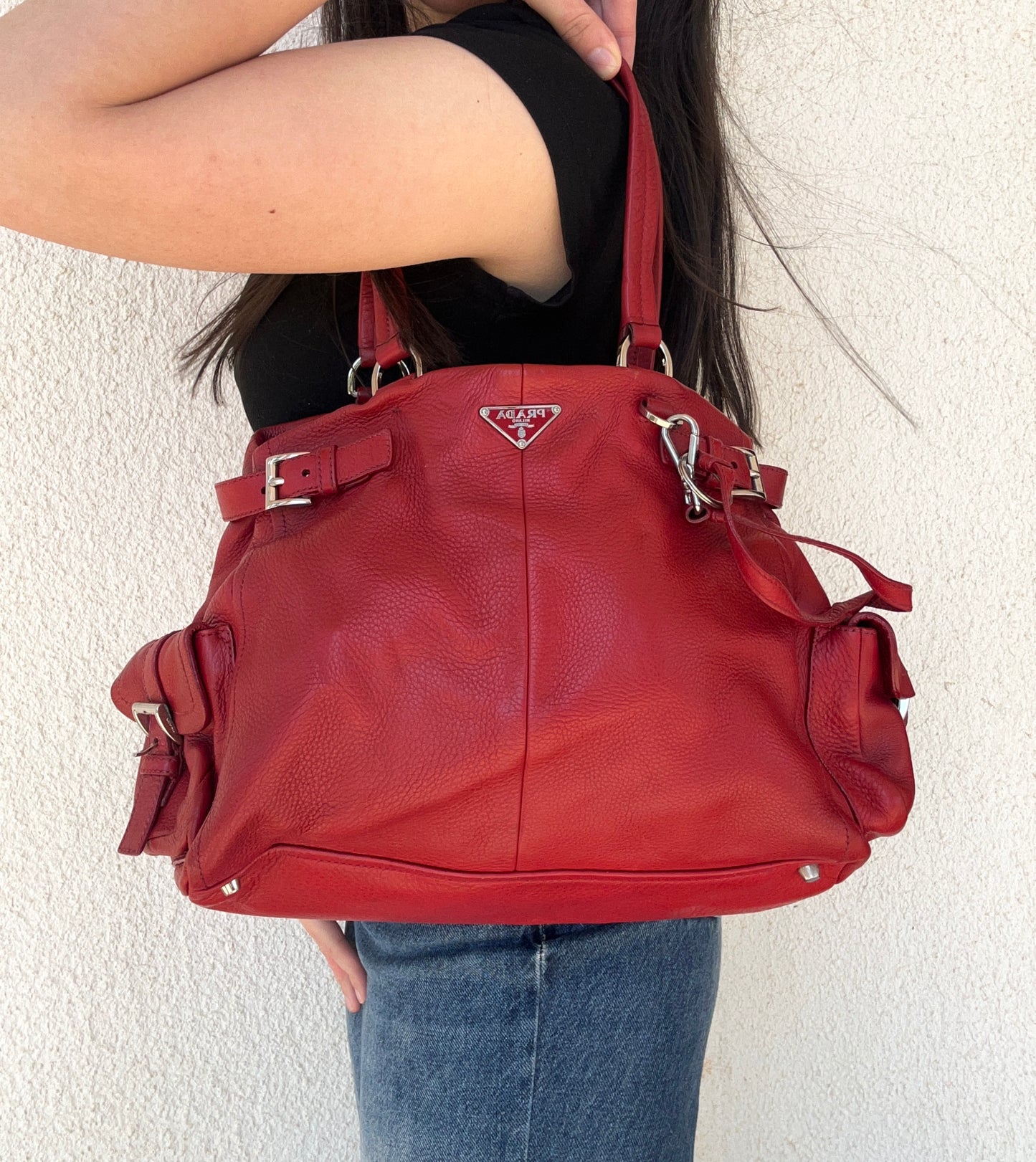 Prada tote Cargo in pelle rossa