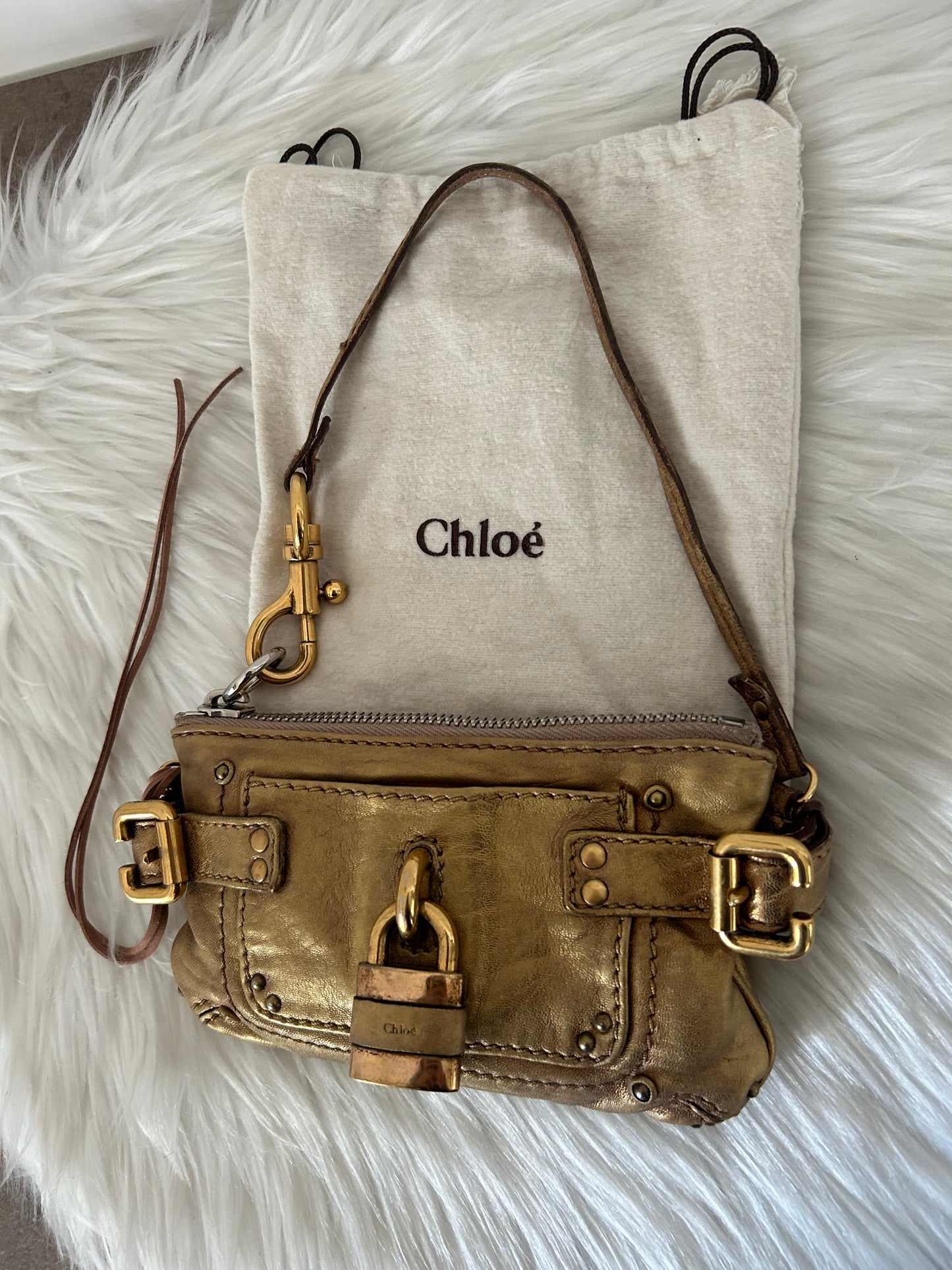 Chloé Paddington mini in pelle dorata