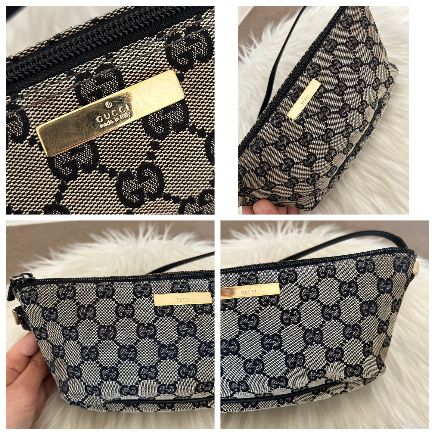 Gucci Boat in monogram con metalleria oro