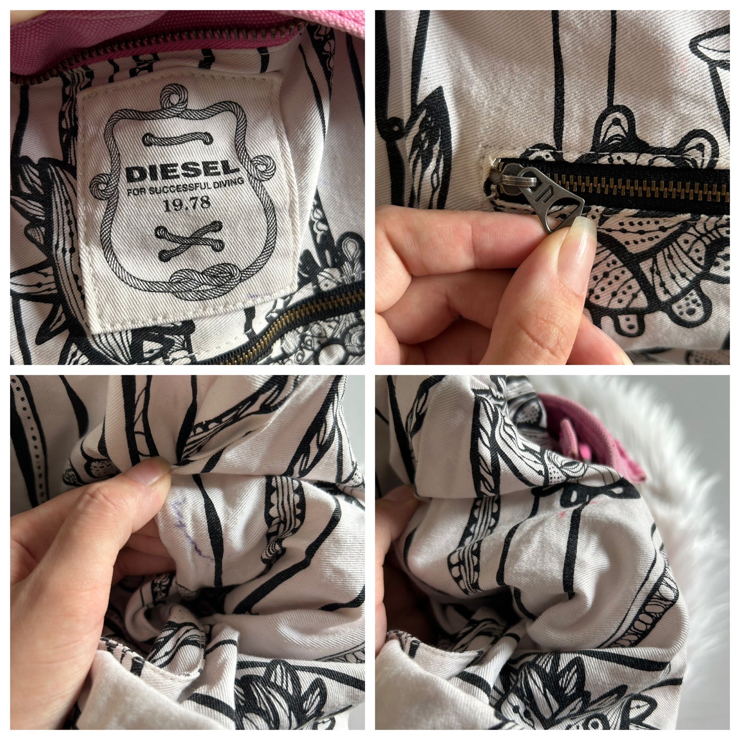 Tote Diesel tote in denim rosa vintage