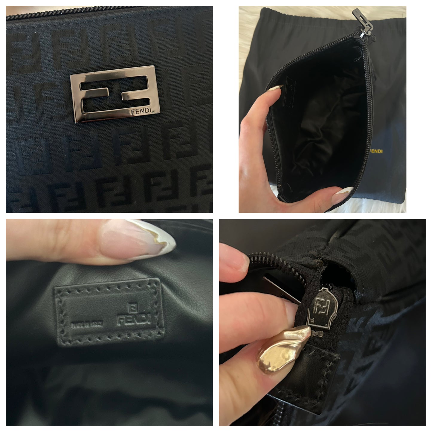 Pochette Fendi in monogram zucchino con dust bag