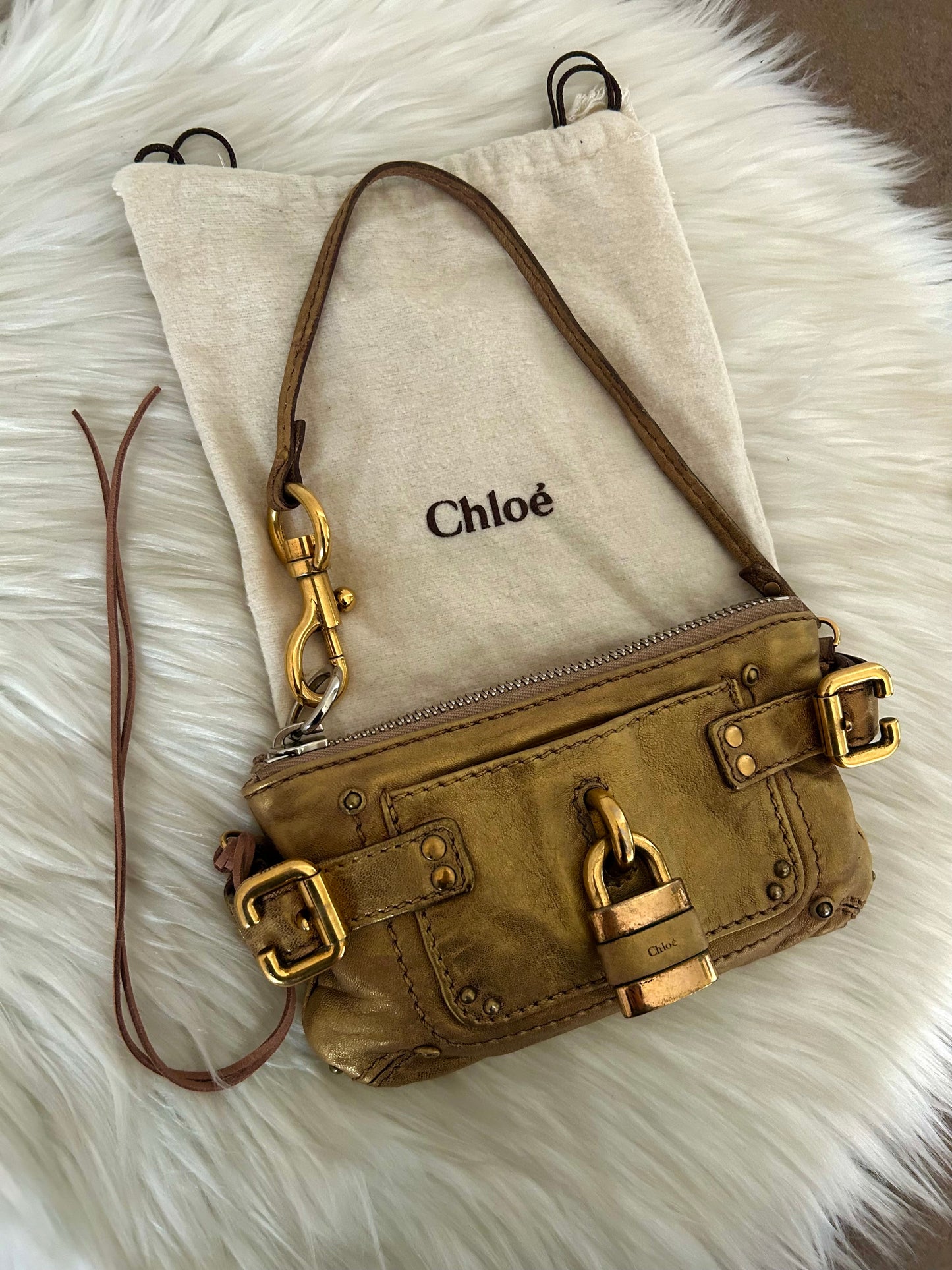 Chloé Paddington mini in pelle dorata