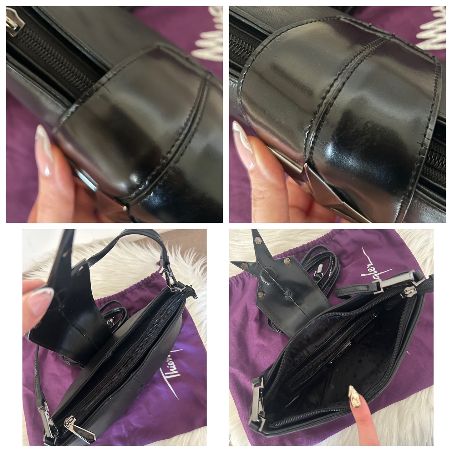 Baguette Thierry Mugler in pelle nera