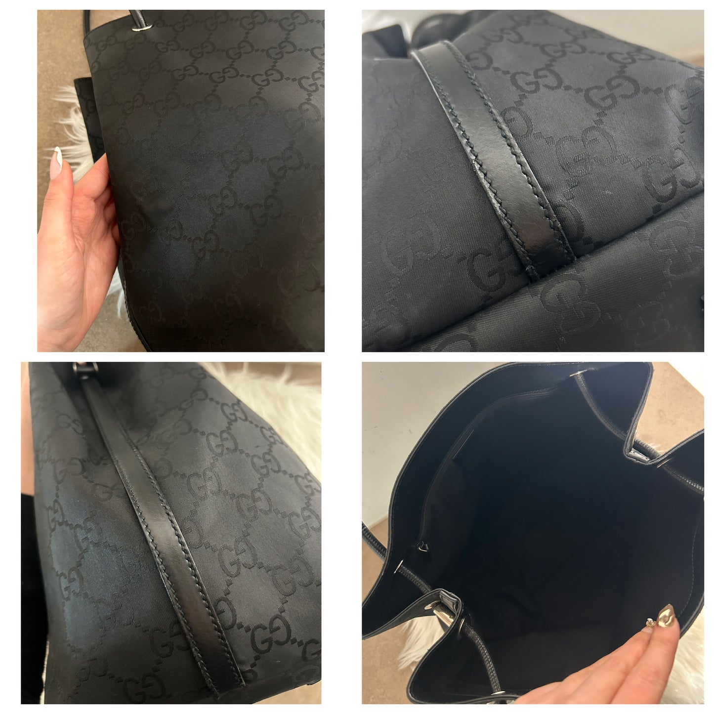 Gucci tote bag nera in monogram