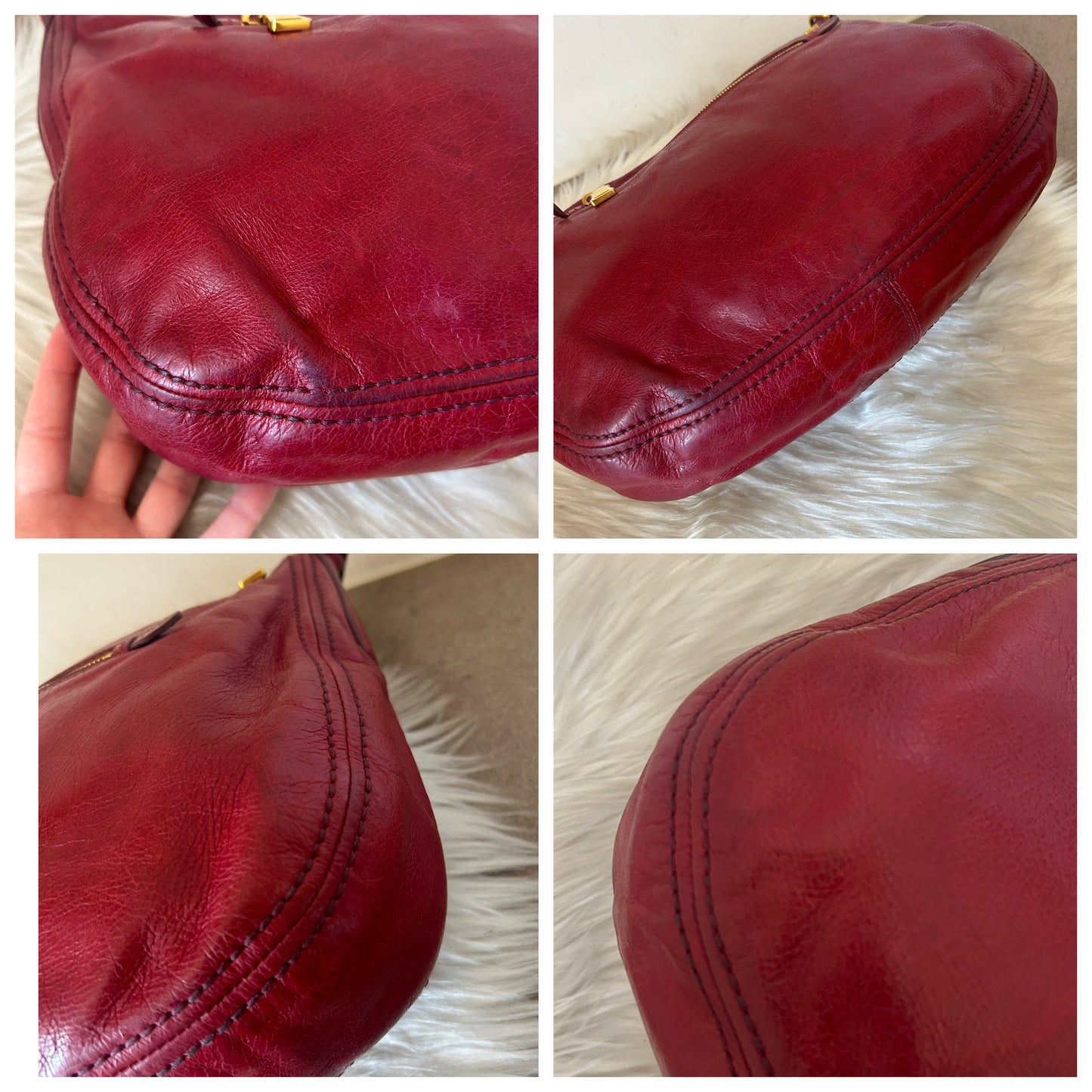 Prada Hobo in pelle rosso ciliegia