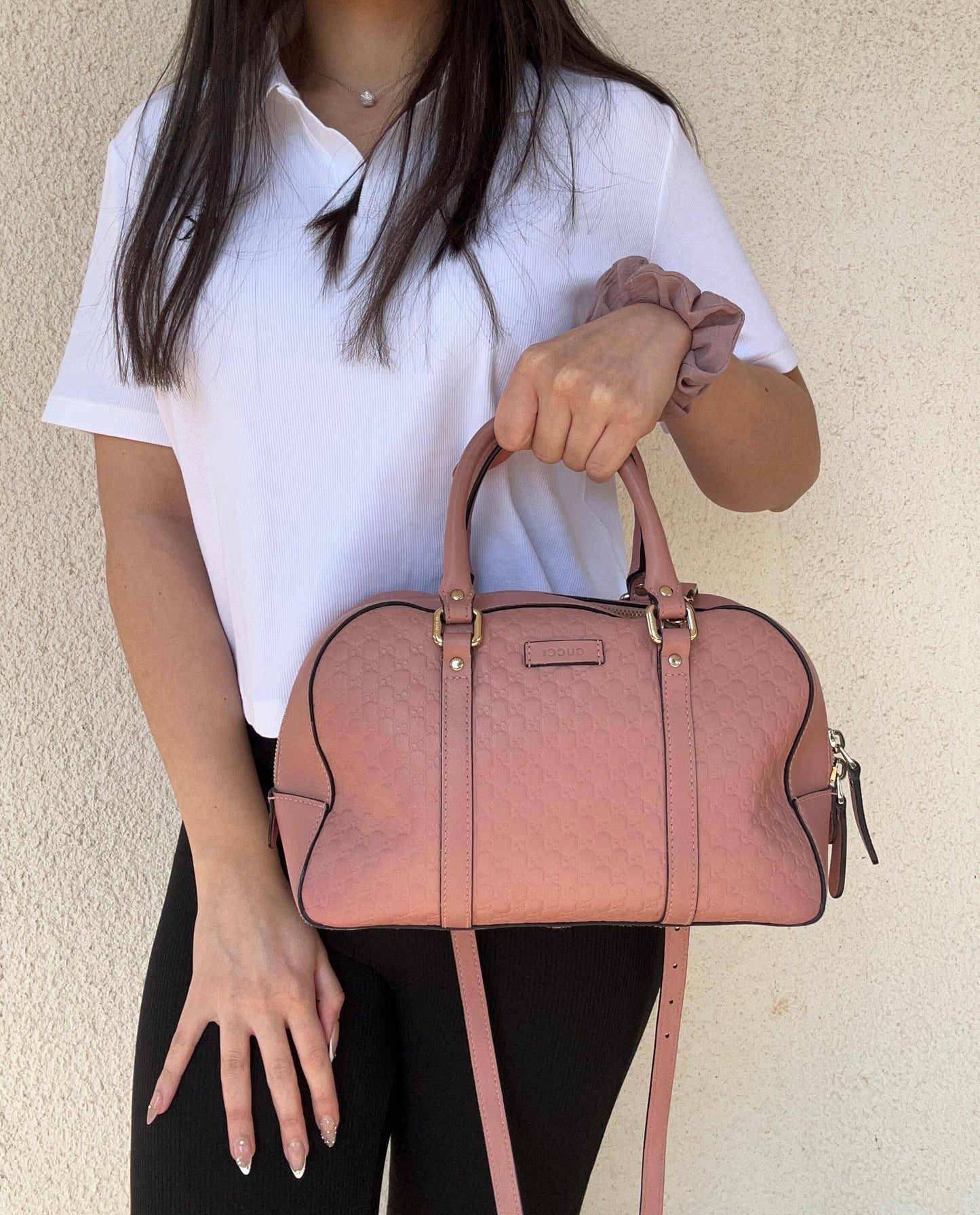 Gucci bauletto Guccissima rosa in pelle