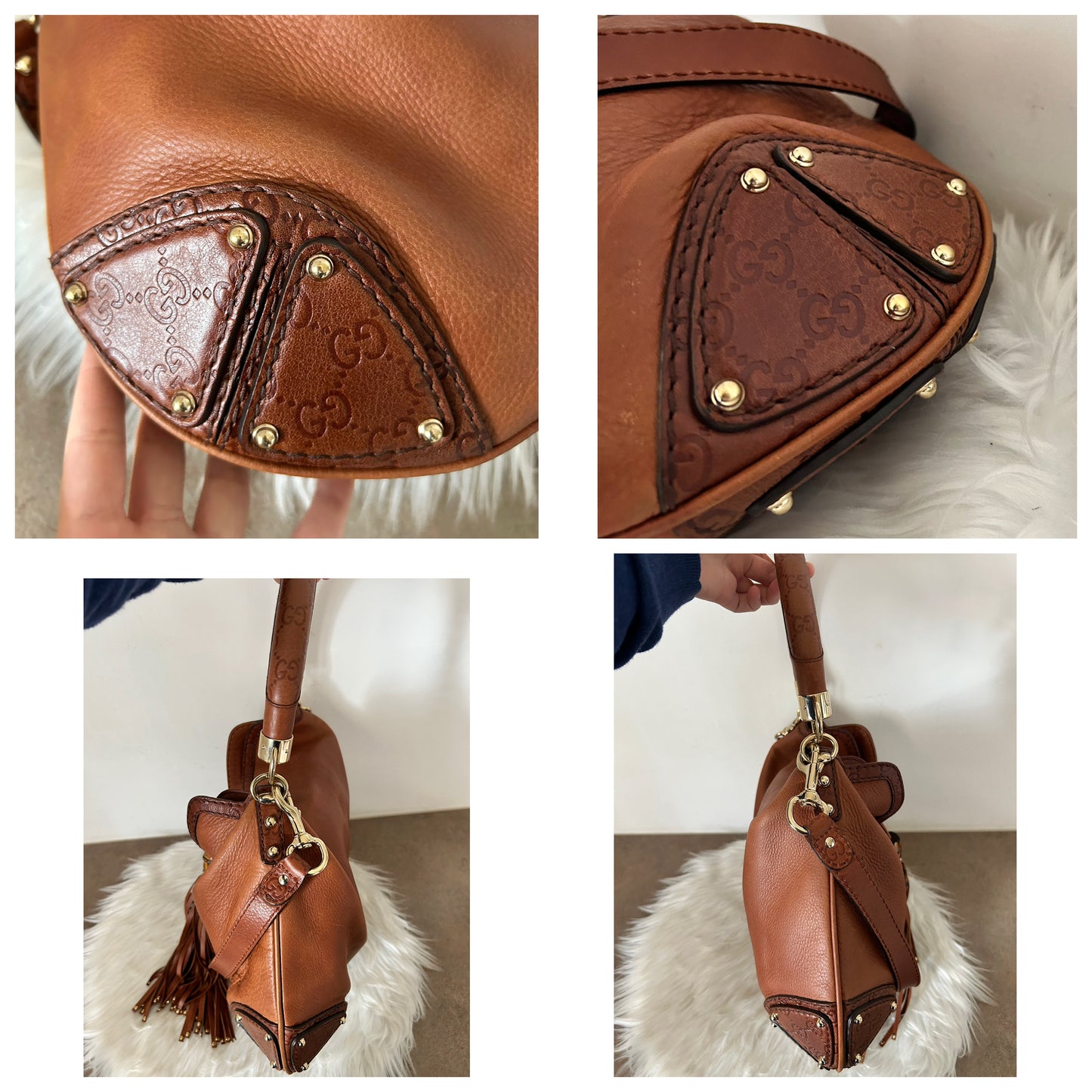 Gucci Indy hobo misura grande in pelle marrone