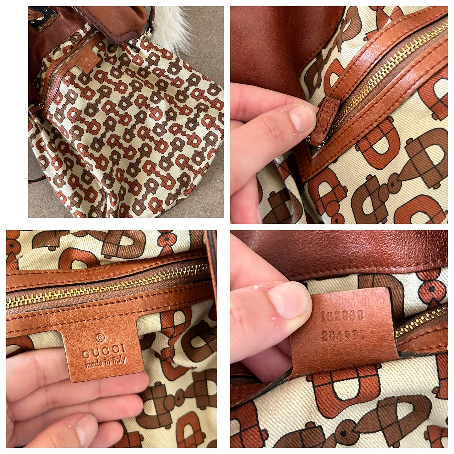 Gucci Indy hobo misura grande in pelle marrone