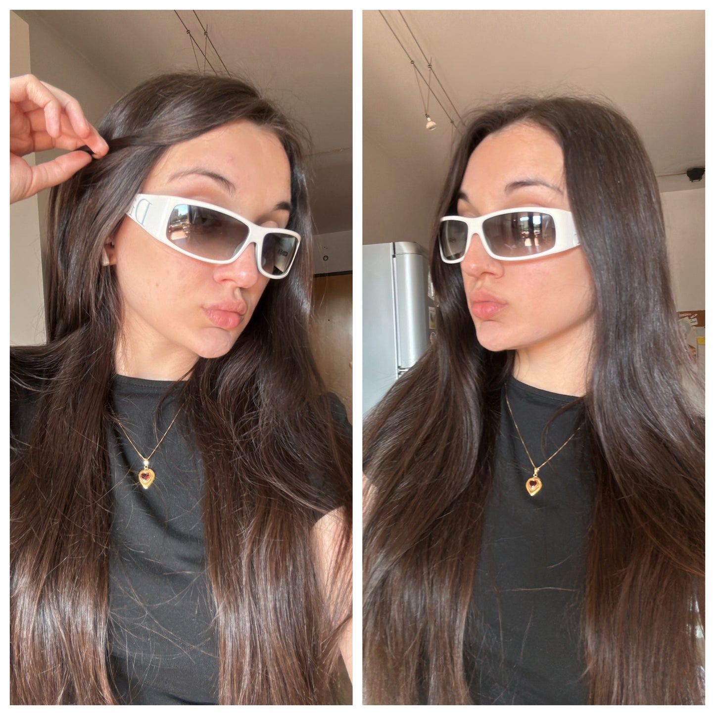 Occhiali Dior Overshine vintage y2k bianchi con logo azzurrino