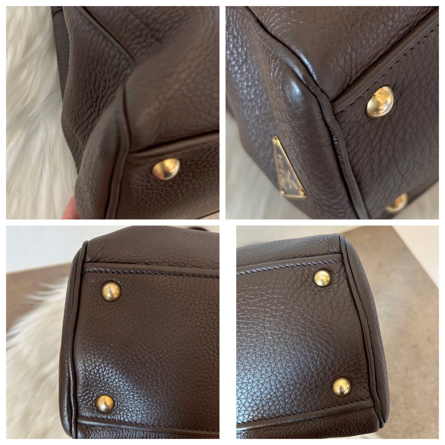 Prada tote in pelle marrone scuro