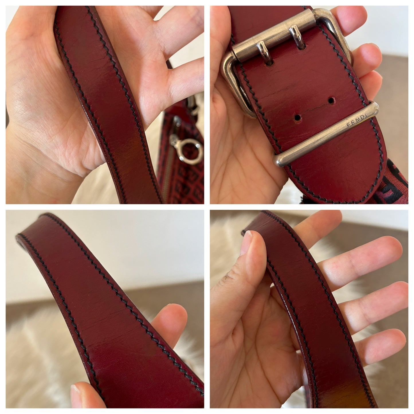Fendi Oyster rarissima in pelle intagliata e monogram zucchino