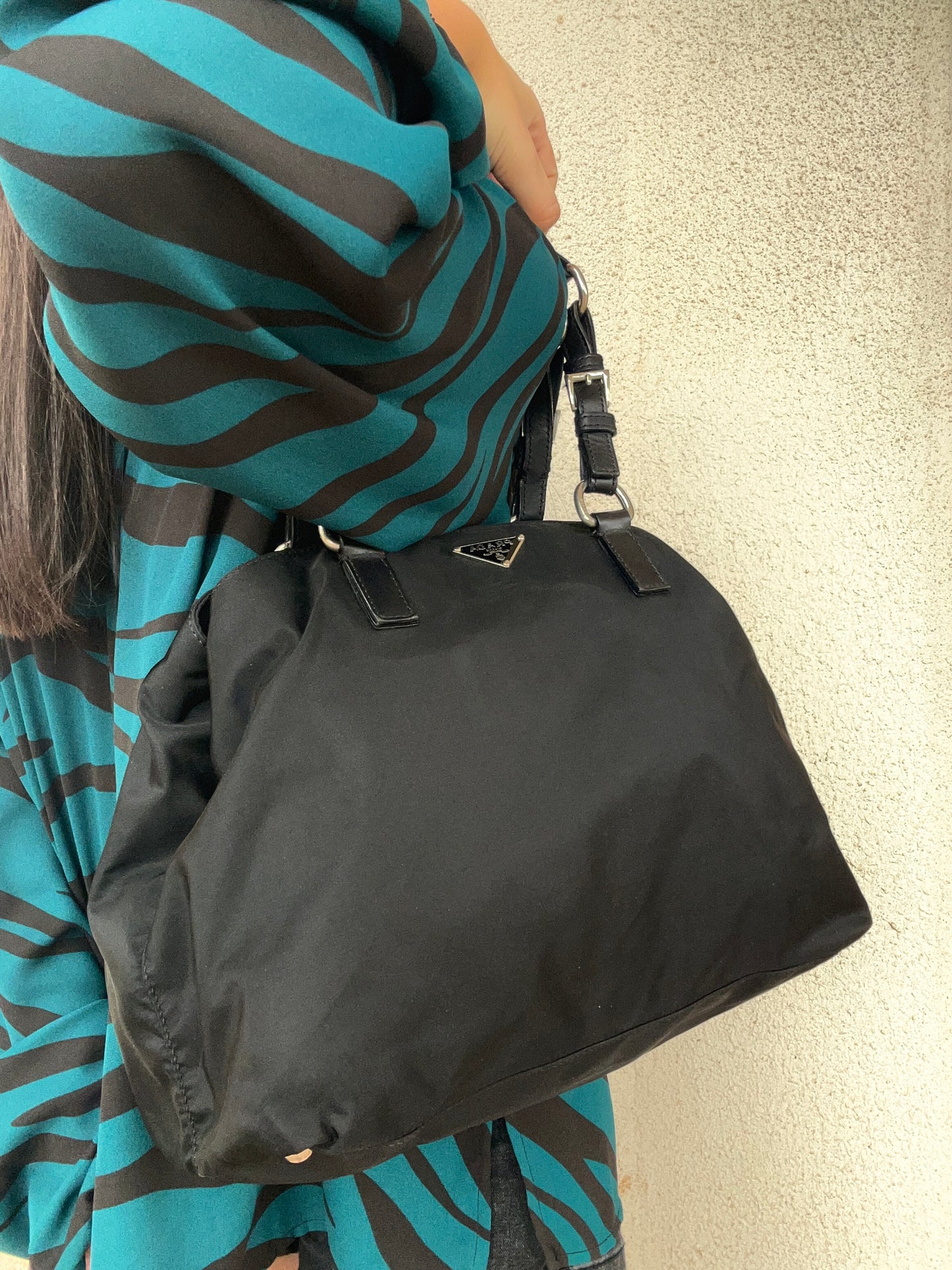 Prada mini tote in pelle e nylon