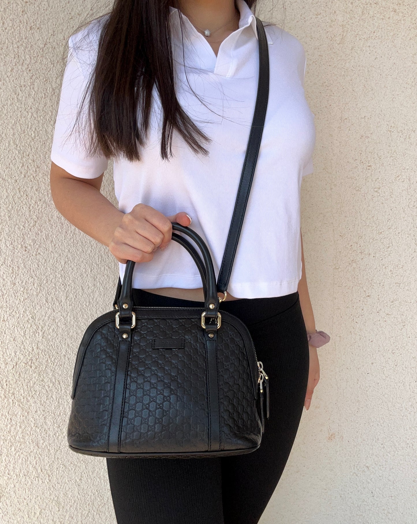 Gucci Dôme mini in micro guccissima nera