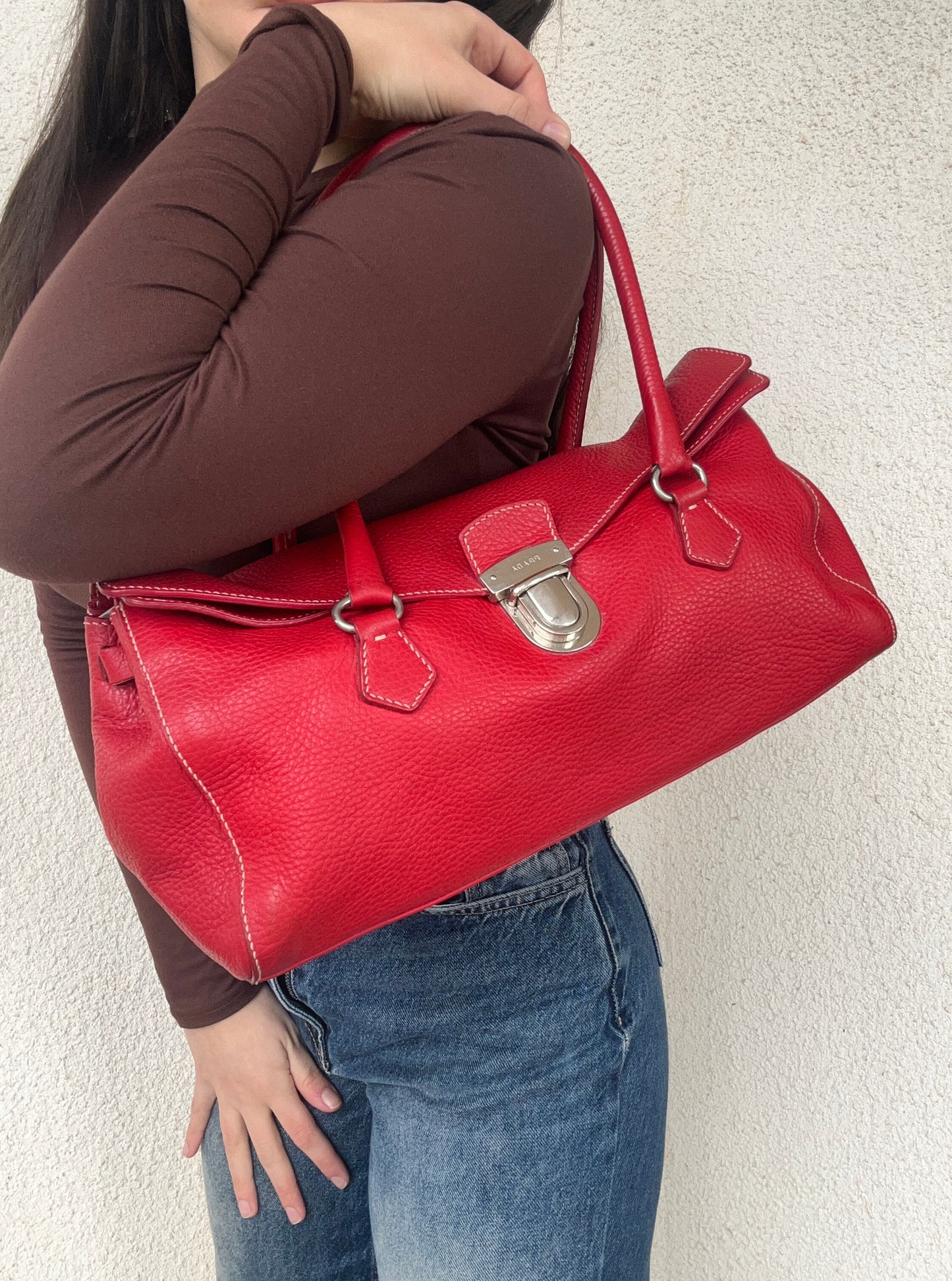 Prada tote in pelle rossa rarissima