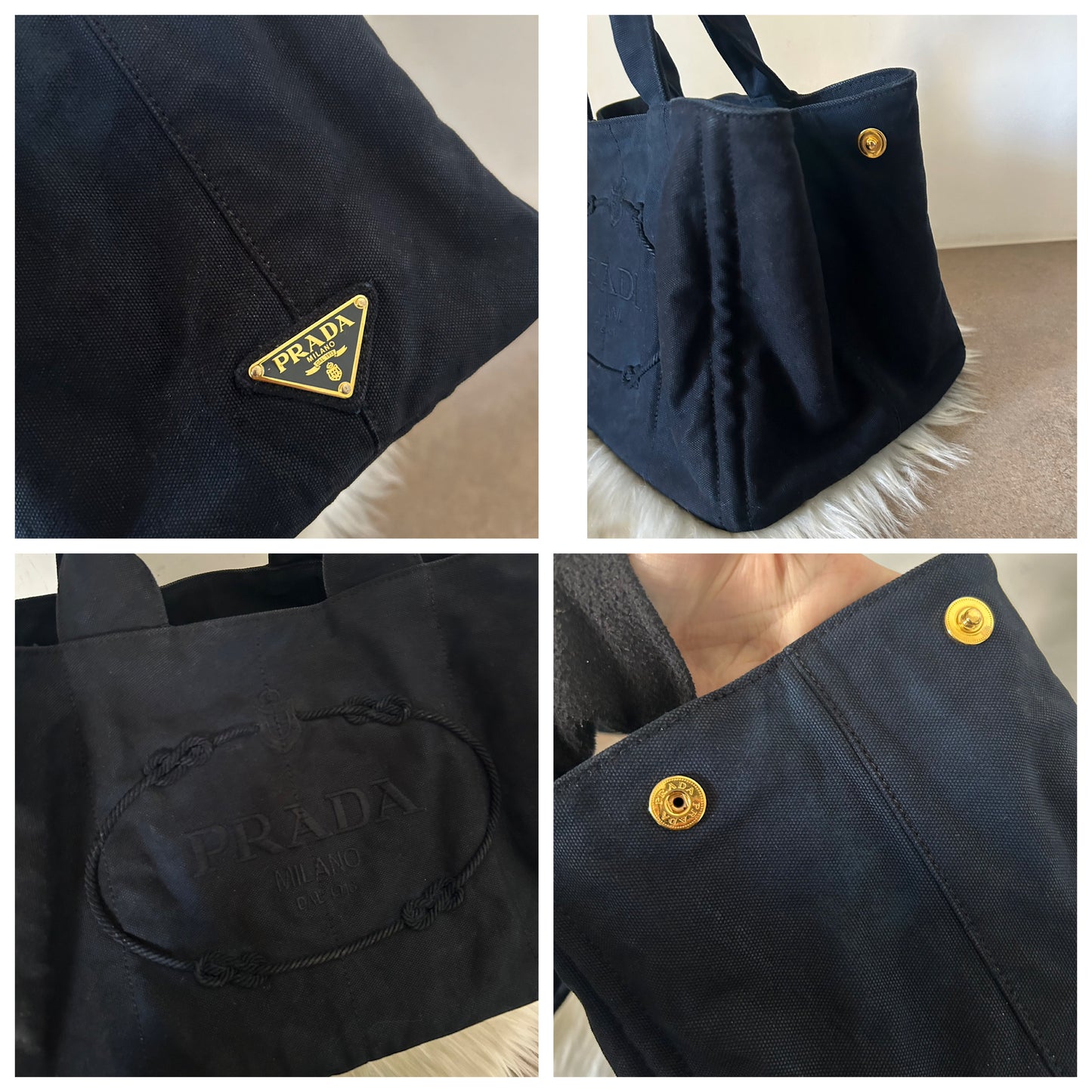 Prada tote blu in denim
