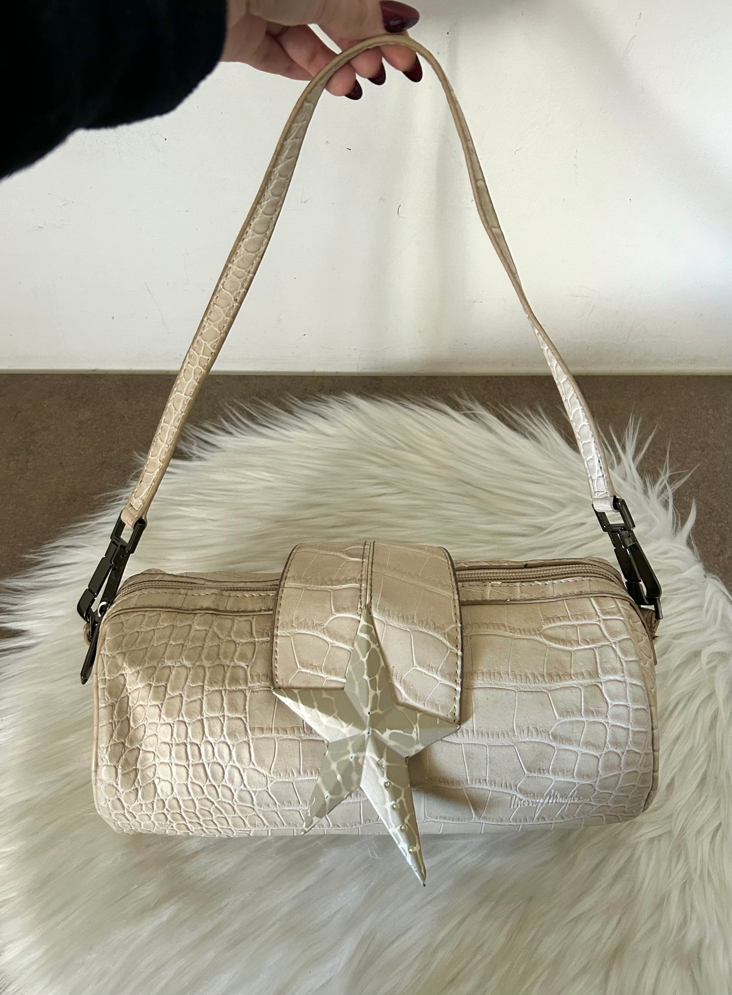 Borsa Thierry Mugler in similpelle di coccodrillo con portafoglio