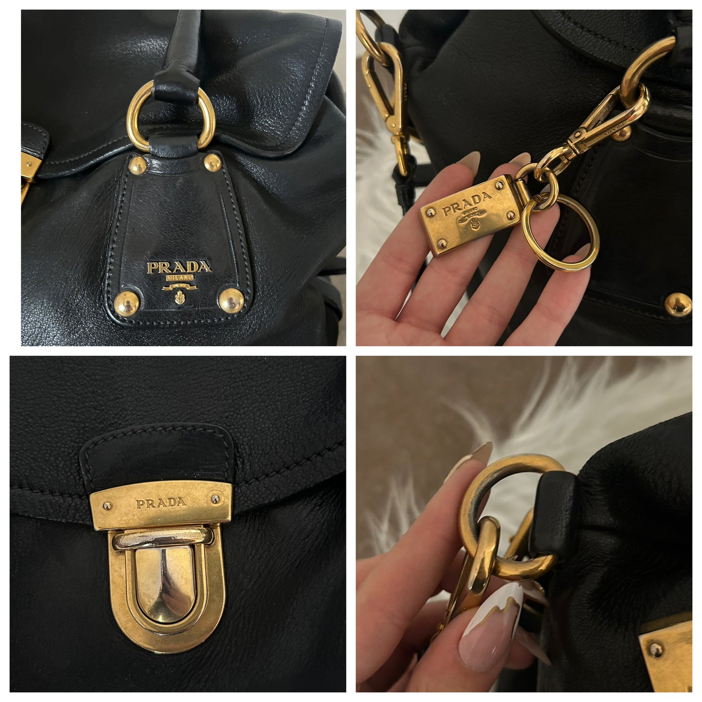 Prada tote in pelle nera con tracolla