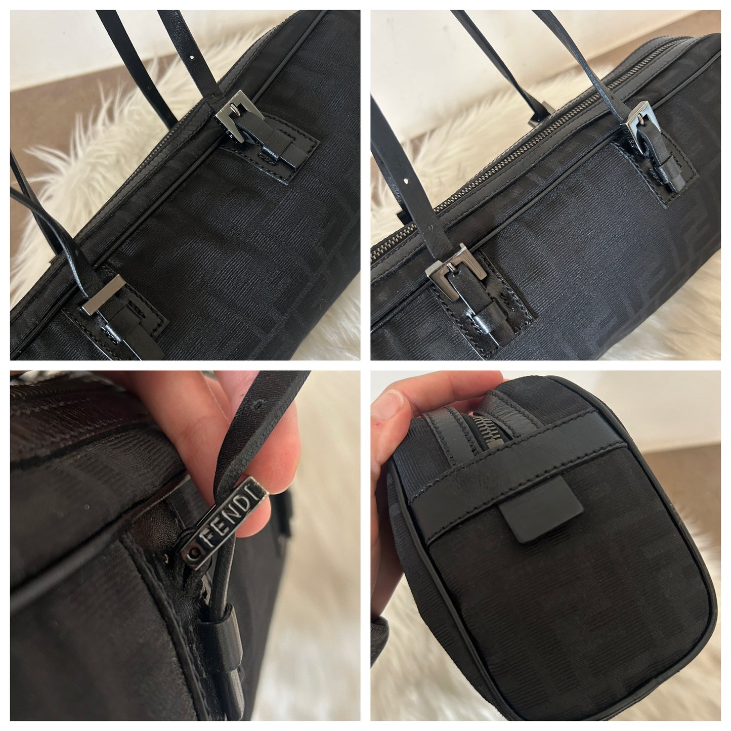 Fendi Bassotto in monogram zucca nera vintage