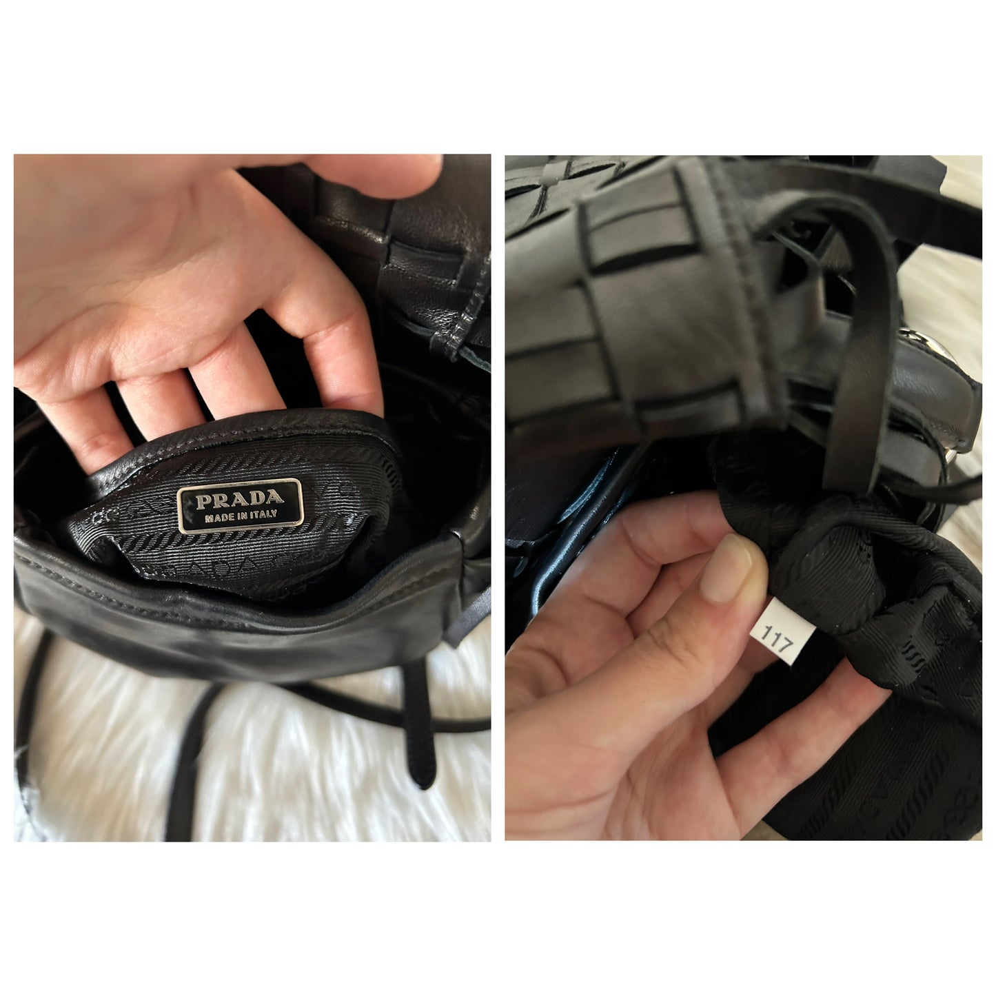 Prada in pelle nera con frange