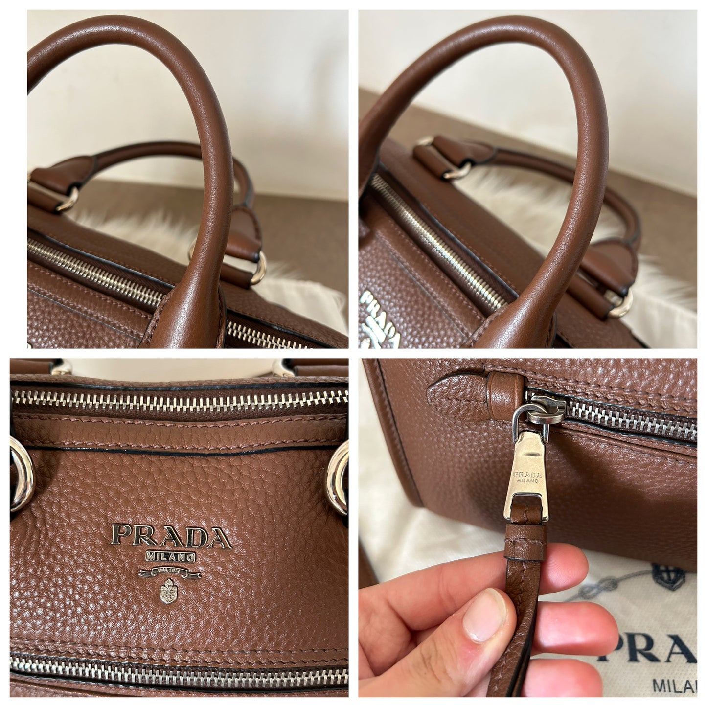Prada Bauletto marrone in pelle con tracolla
