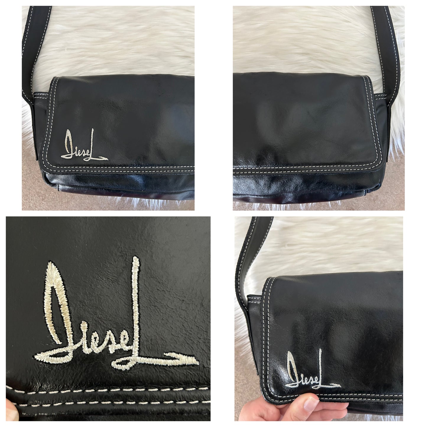 Diesel modello baguette in pelle vegana nera