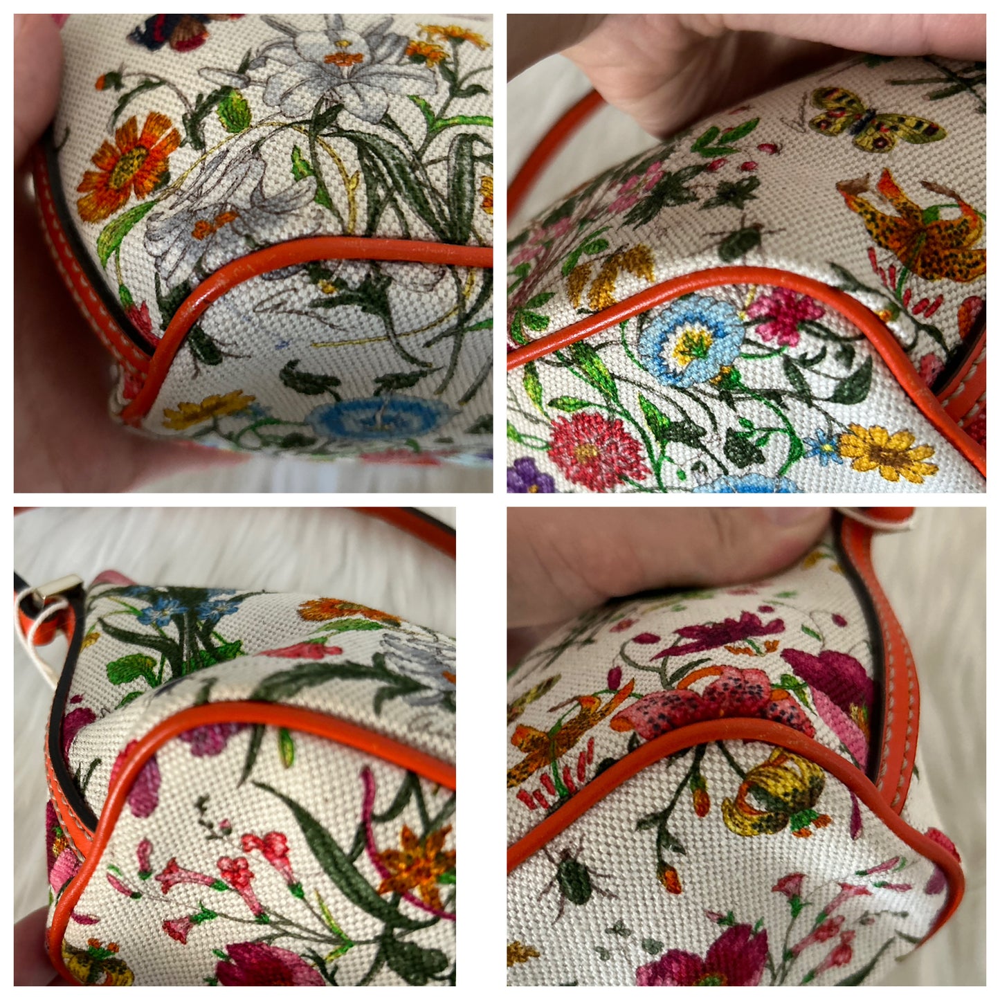 Gucci Boat floreale con parti in pelle arancione fluo