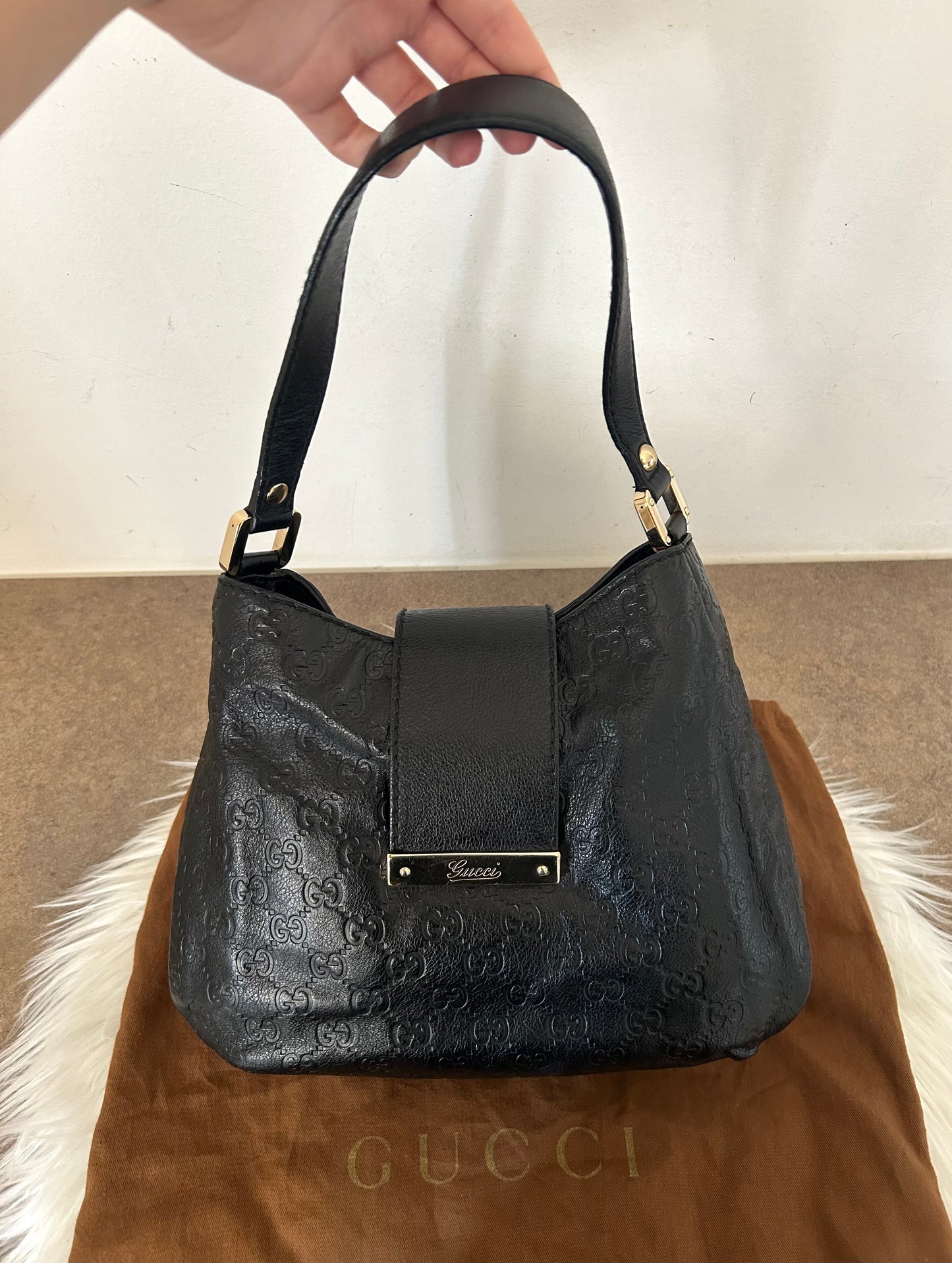 Gucci mini tote monogram Guccissima in pelle nera