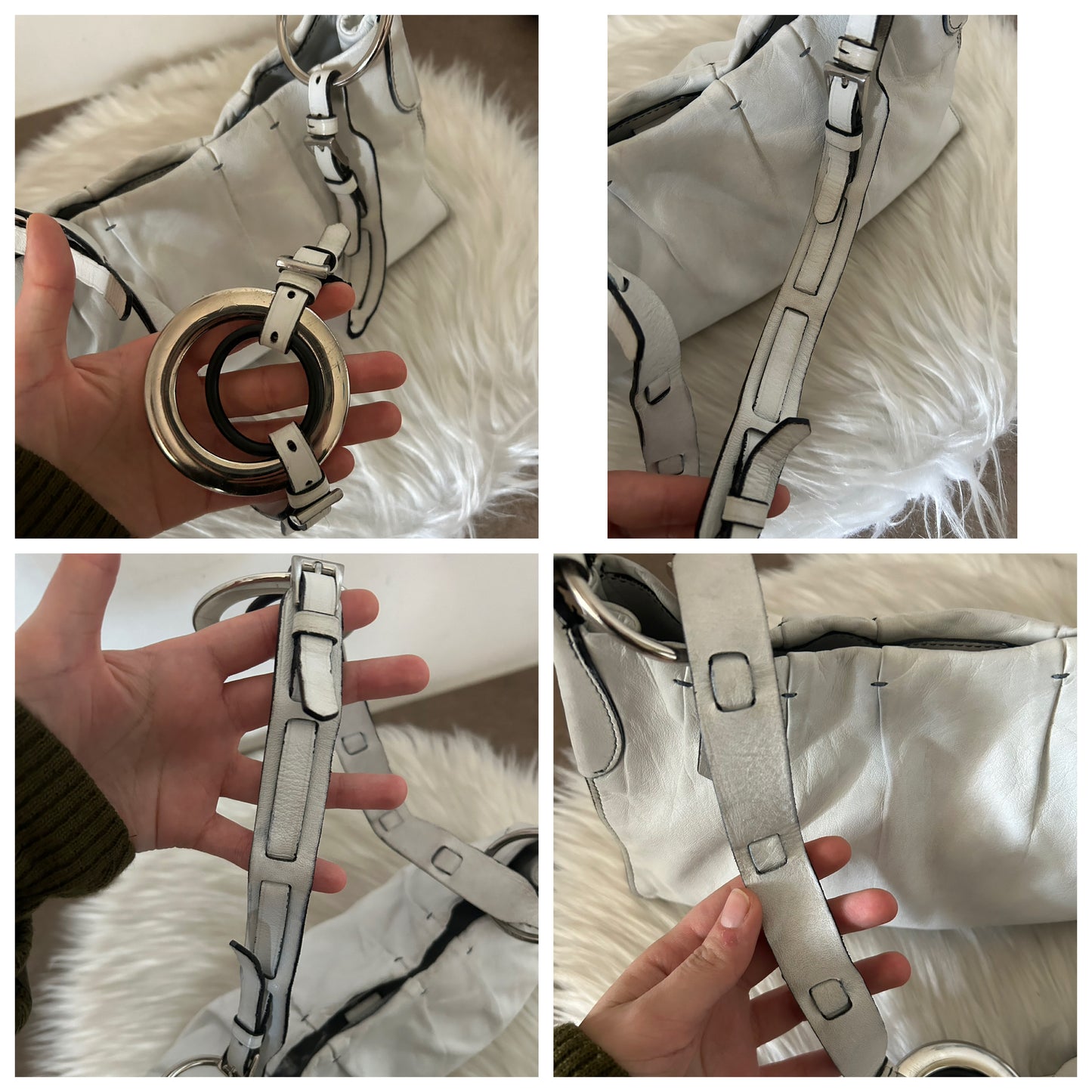 Prada baguette in pelle bianca