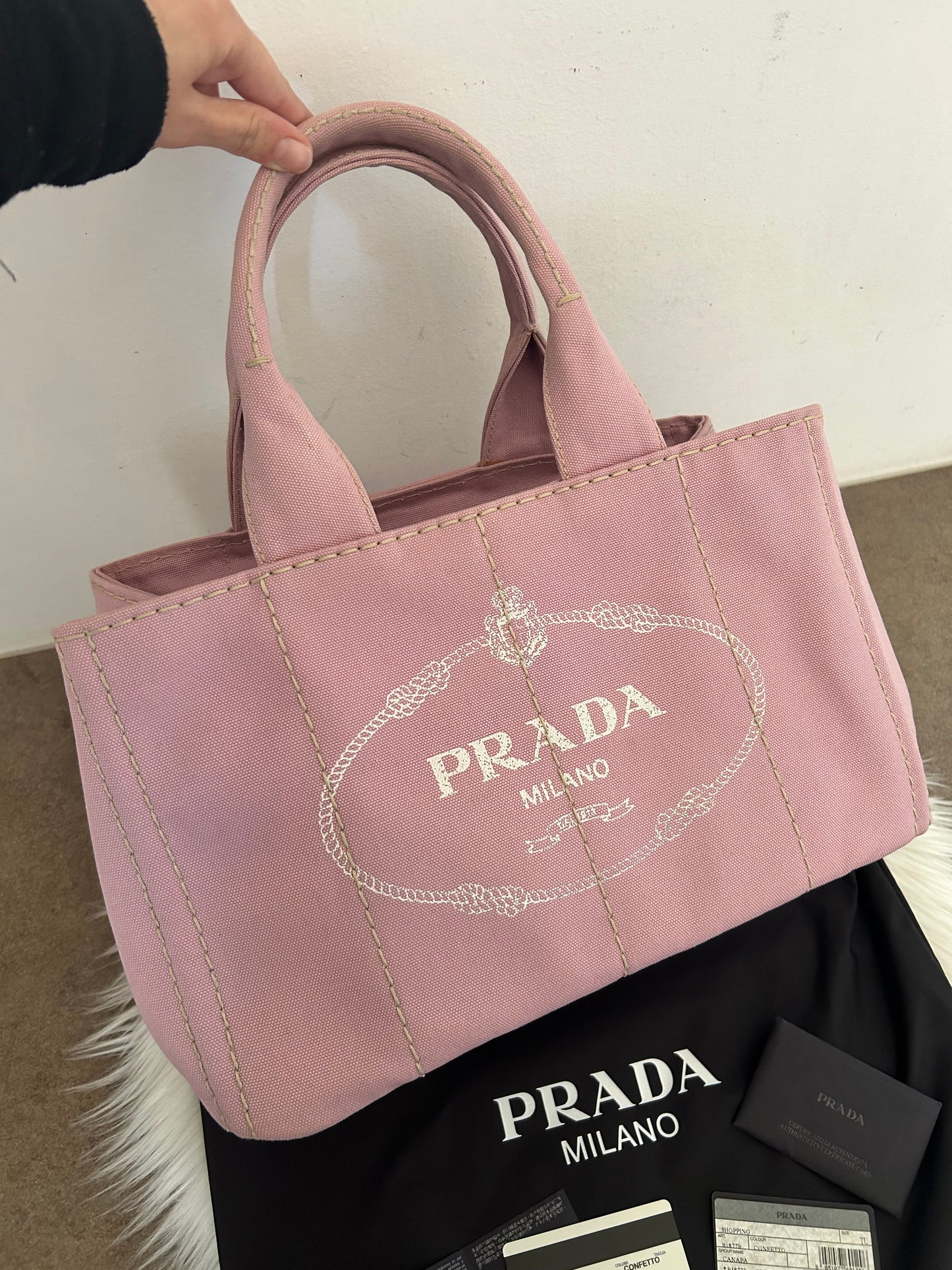 Prada Shopping in canapa color confetto