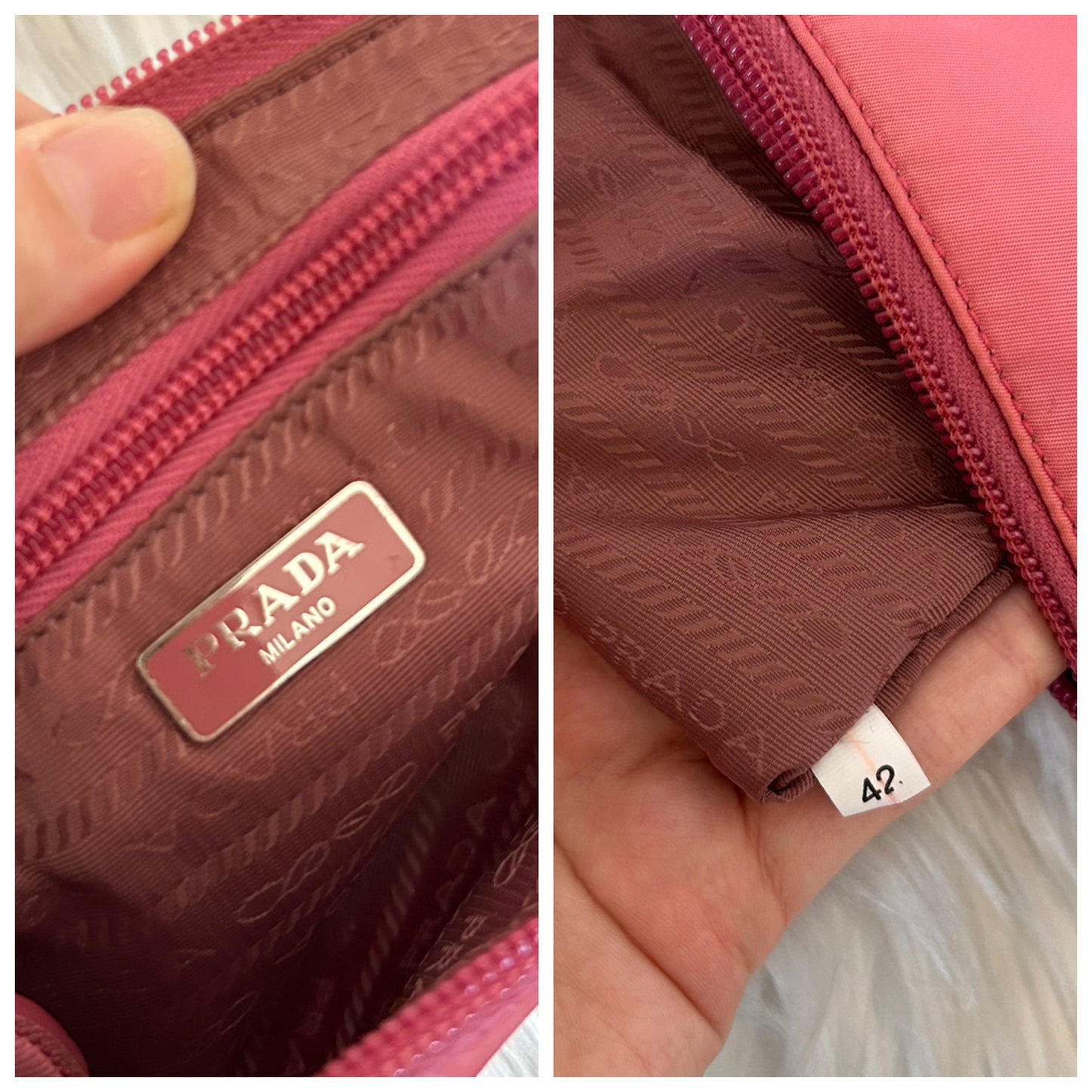 Prada baguette rosa in nylon