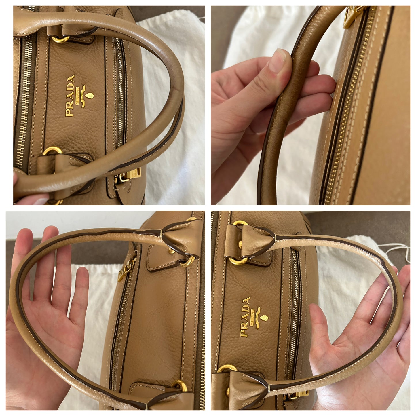 Prada bauletto in pelle beige