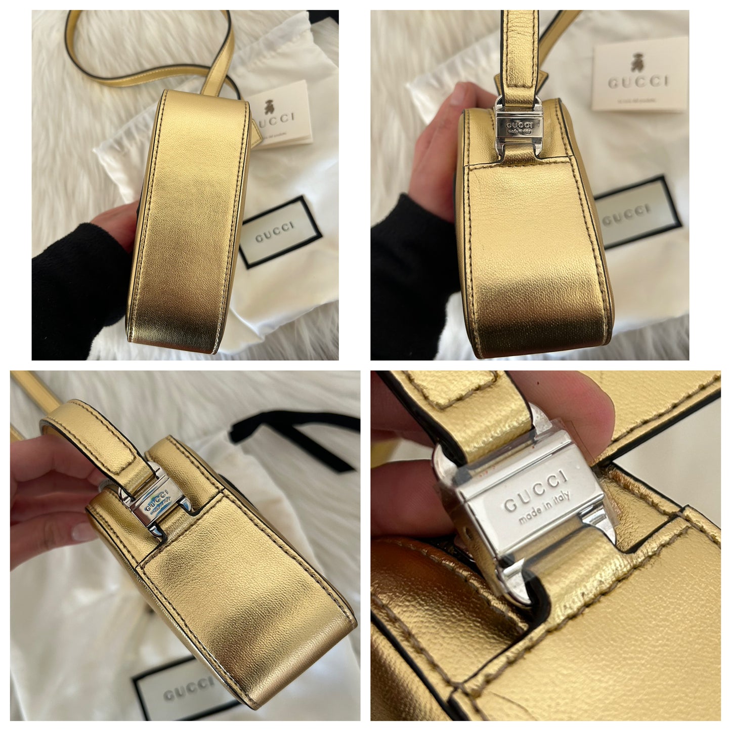 Gucci mini bag oro con cuore glitterato