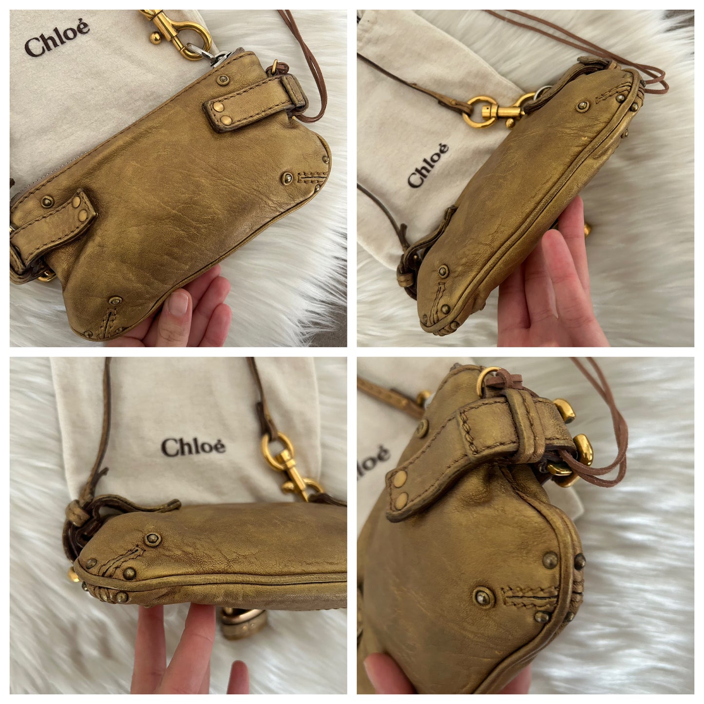 Chloé Paddington mini in pelle dorata