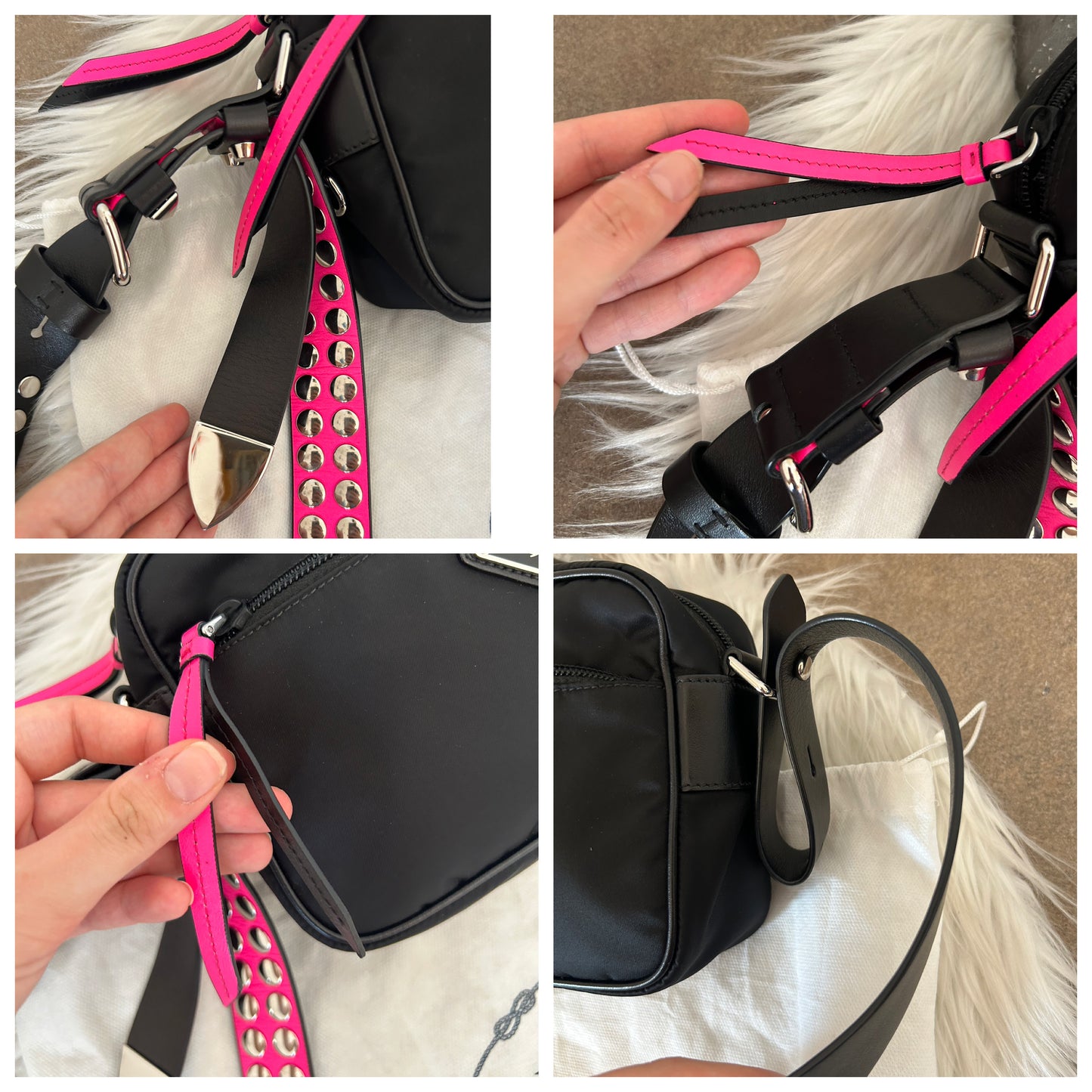 Prada Camera Bag in nylon e pelle con borchie - rarissima