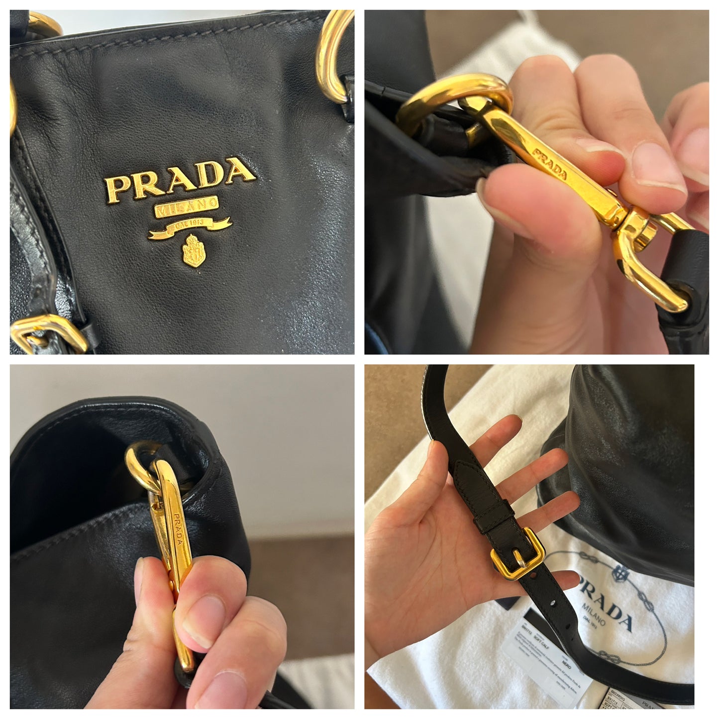 Prada tote bag in pelle nera