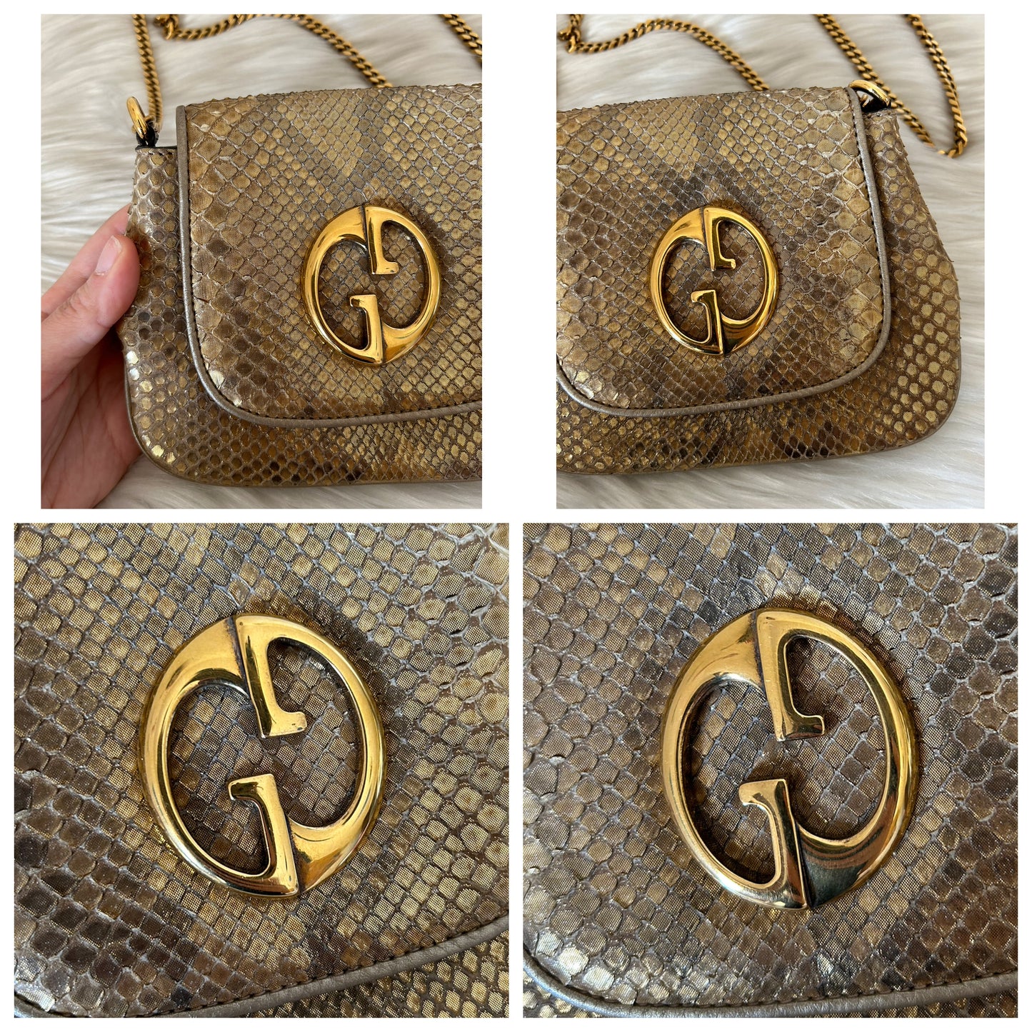 Gucci tracollina in pitone oro