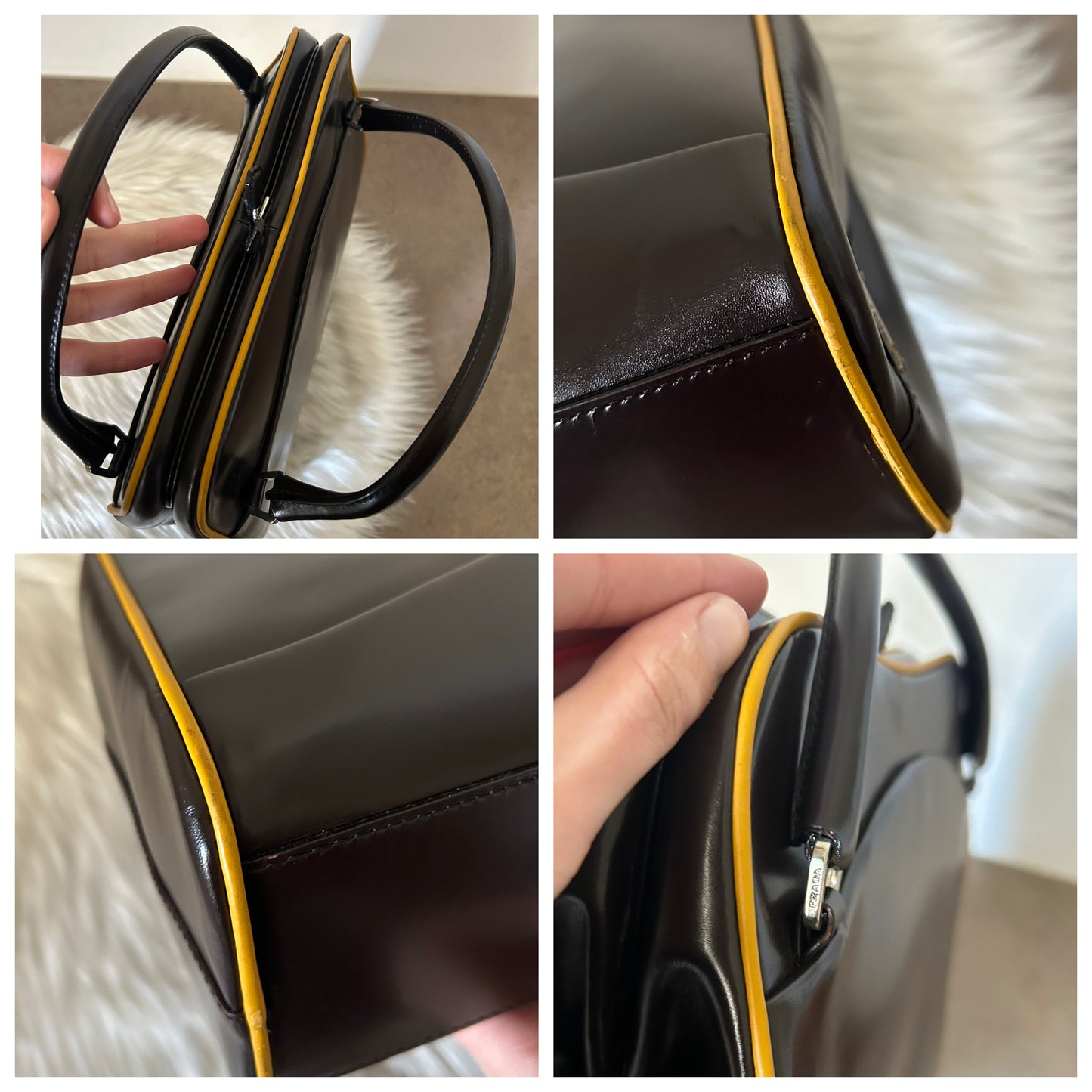 Prada Work in pelle spazzolata cioccolato