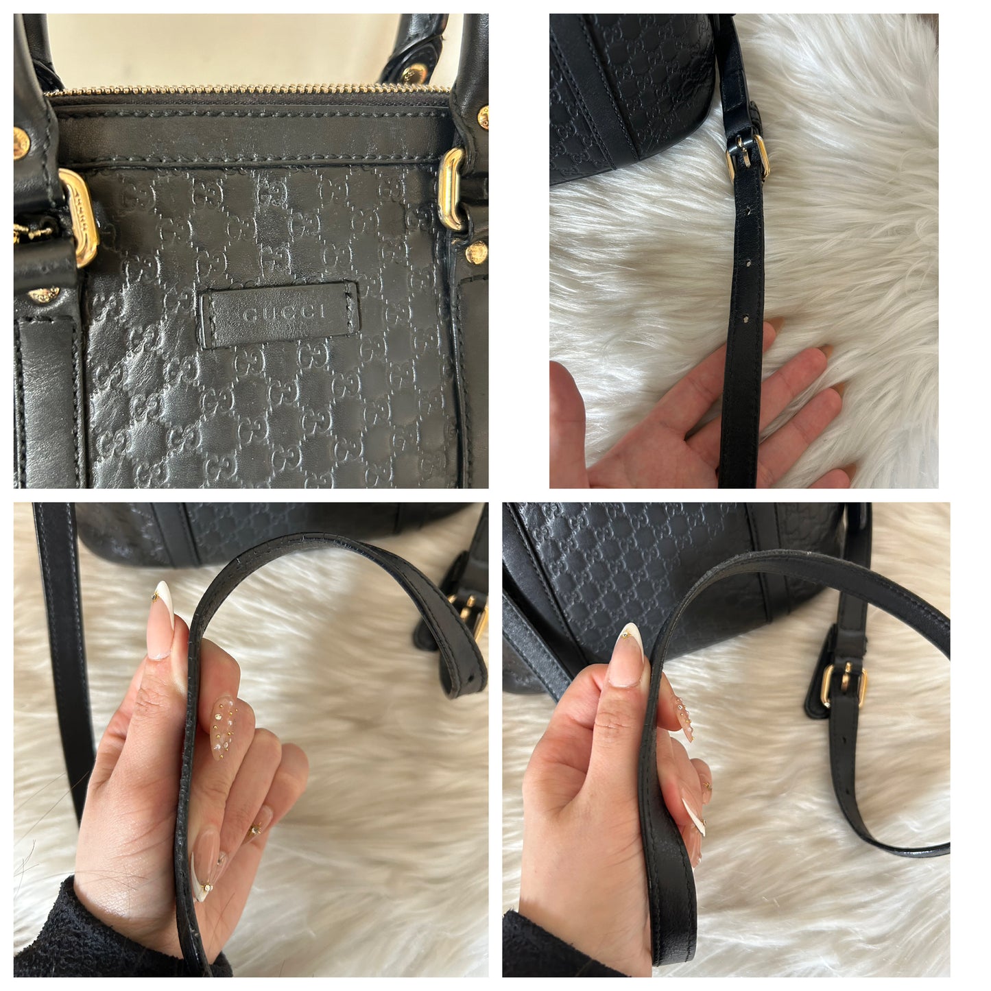 Gucci Dôme mini in micro guccissima nera