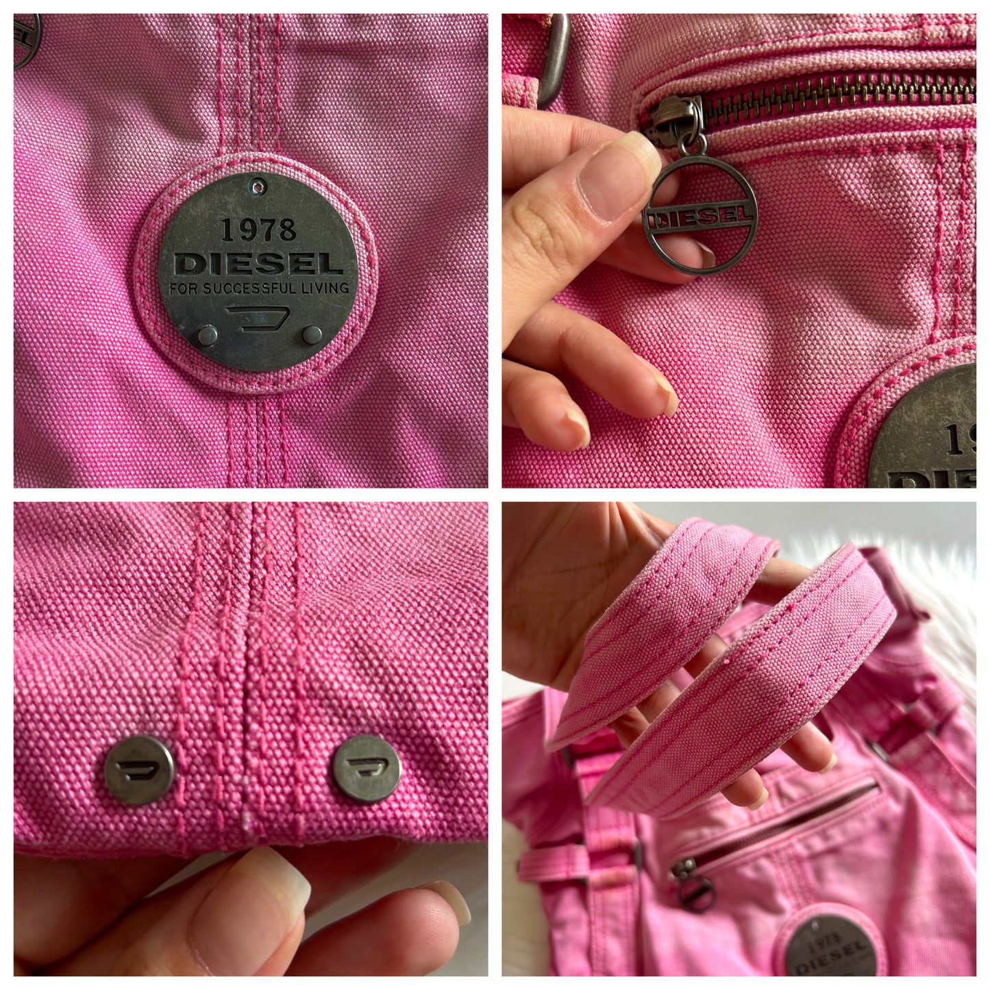 Tote Diesel tote in denim rosa vintage