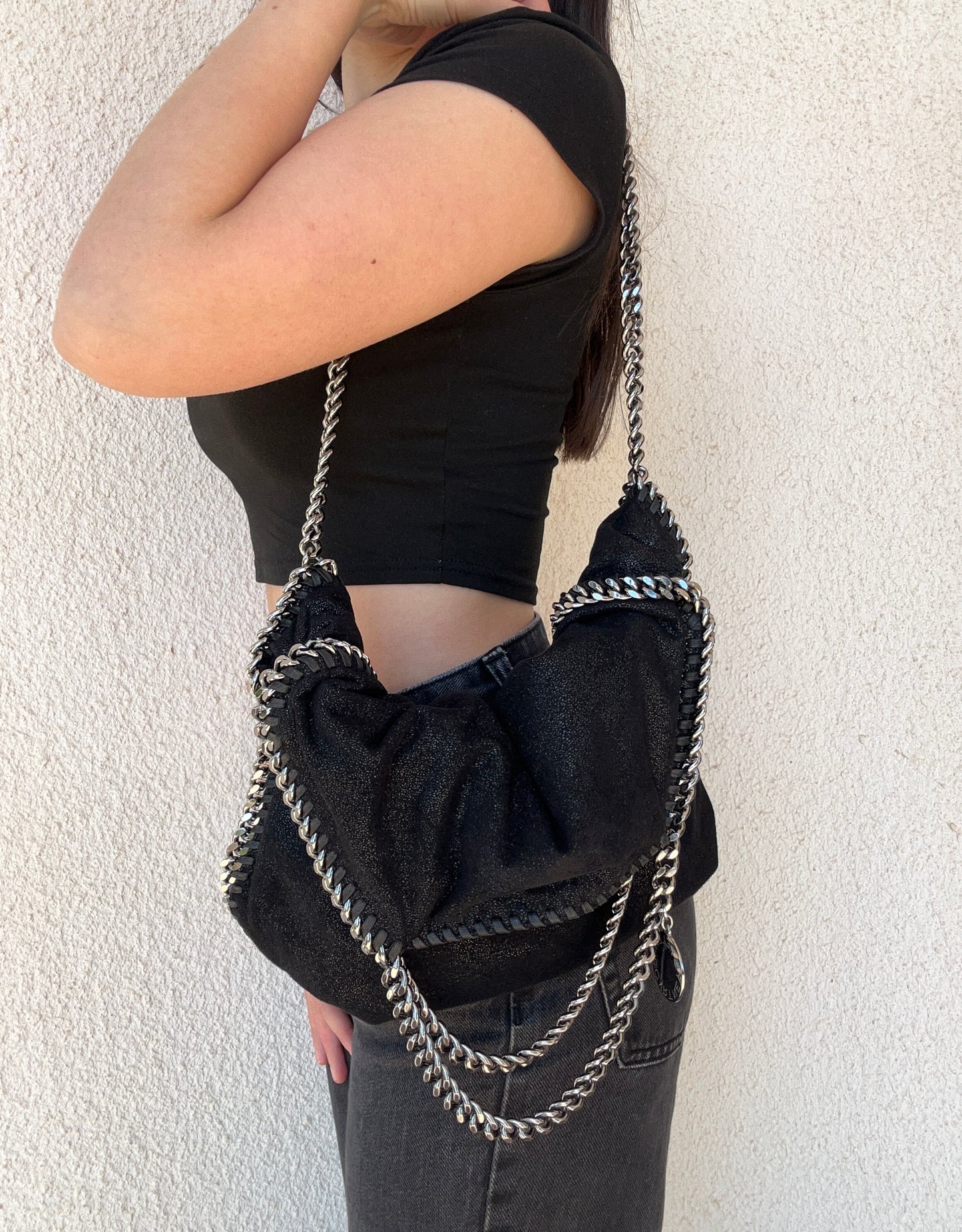 Falabella Stella McCartney nera a tre catene