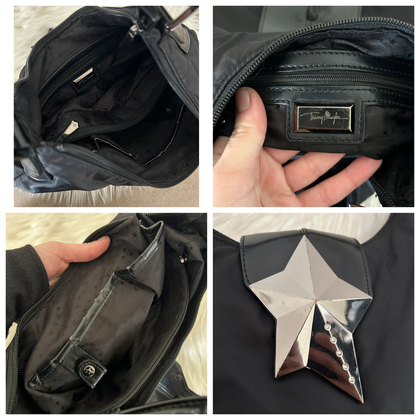 Thierry Mugler tote bag in nylon nera vintage