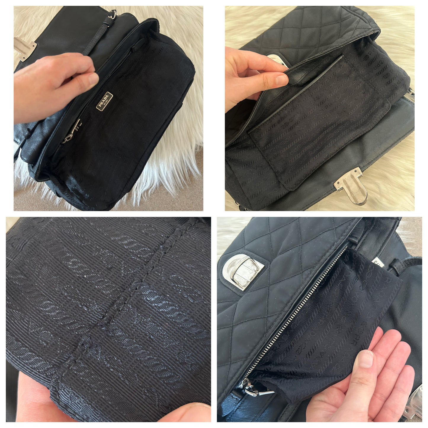Prada baguette nera nylon trapuntata