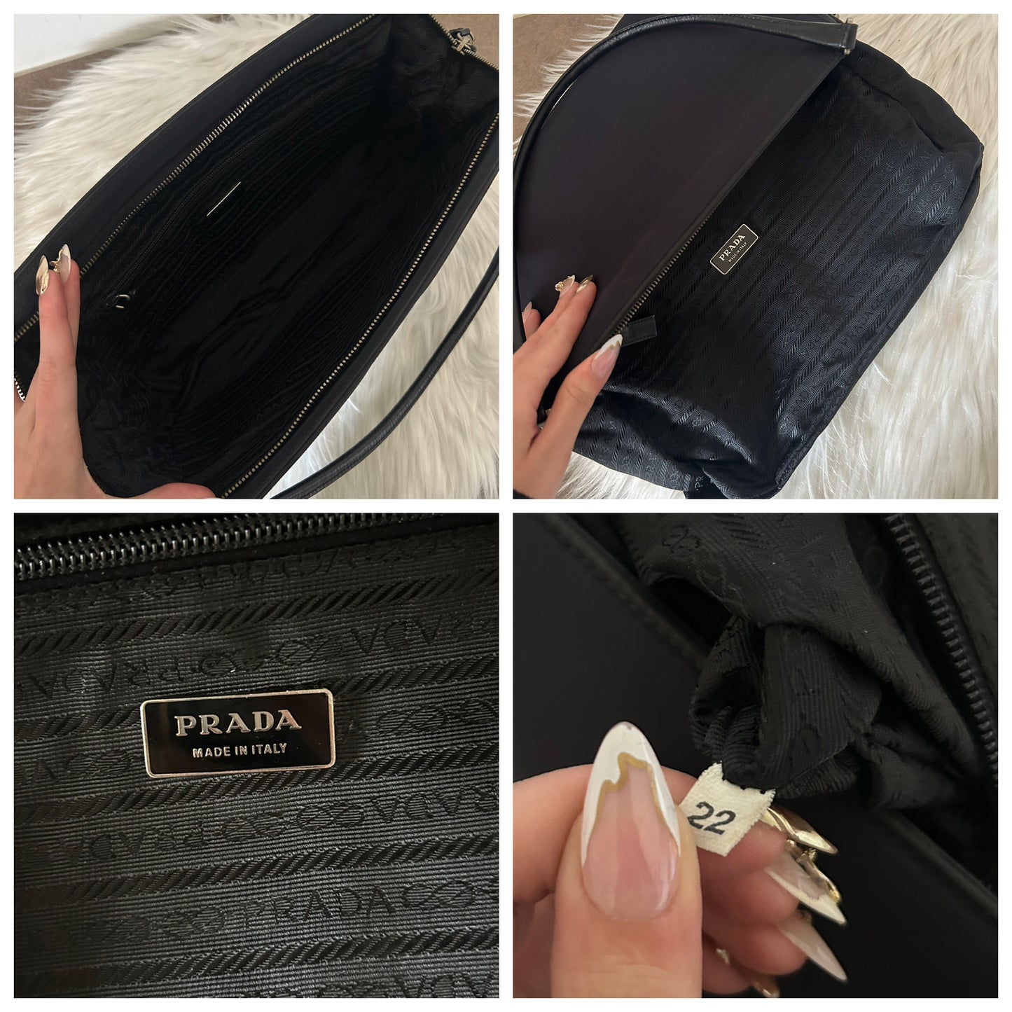 Prada baguette viola scuro in nylon