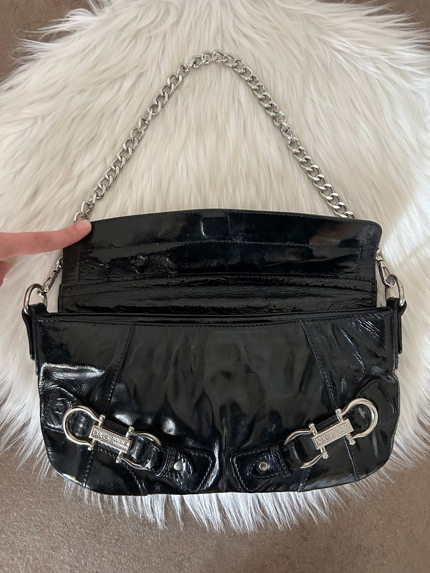 Dolce & Gabbana baguette in vernice nera vintage