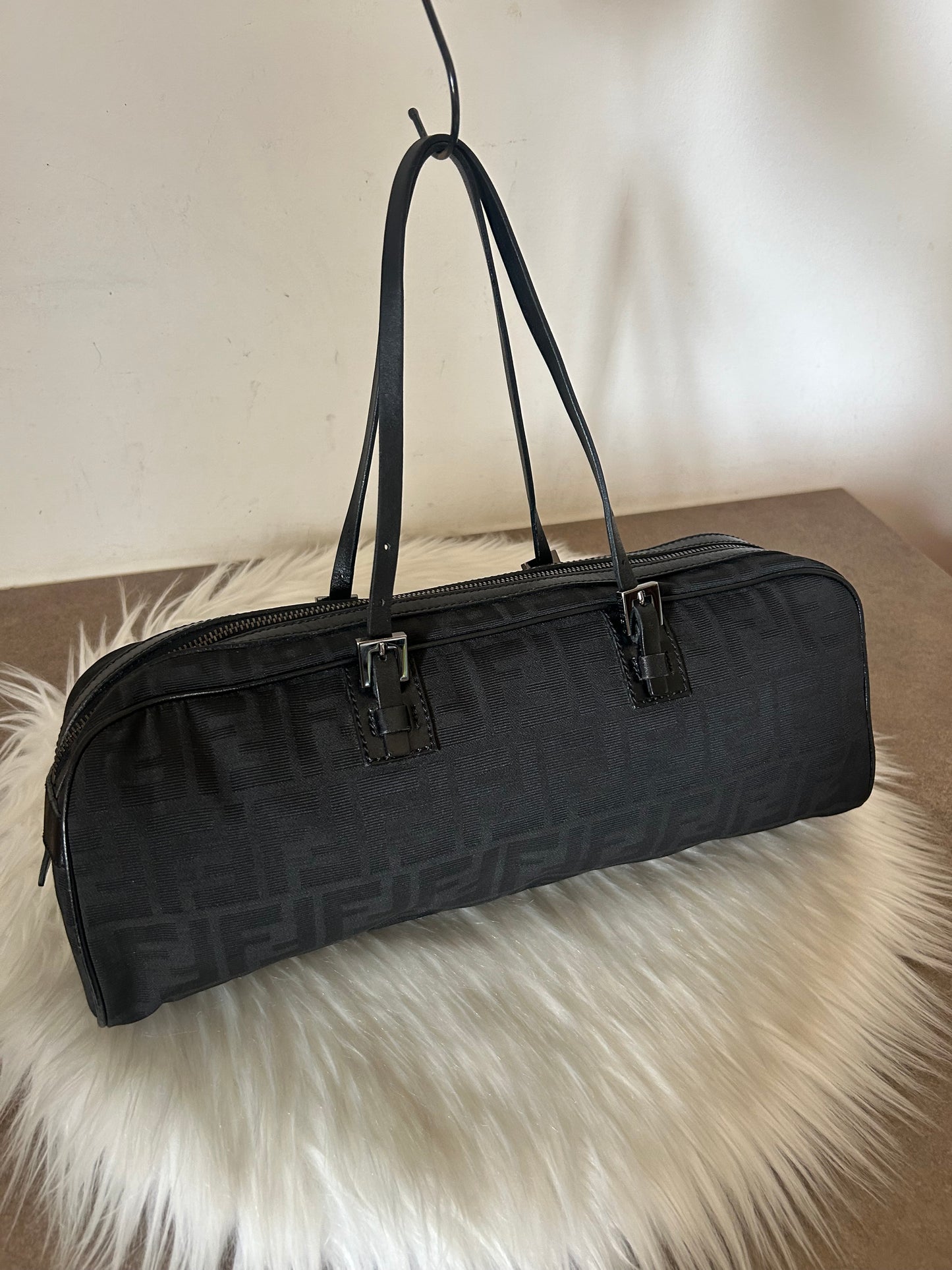Fendi Bassotto in monogram zucca nera vintage
